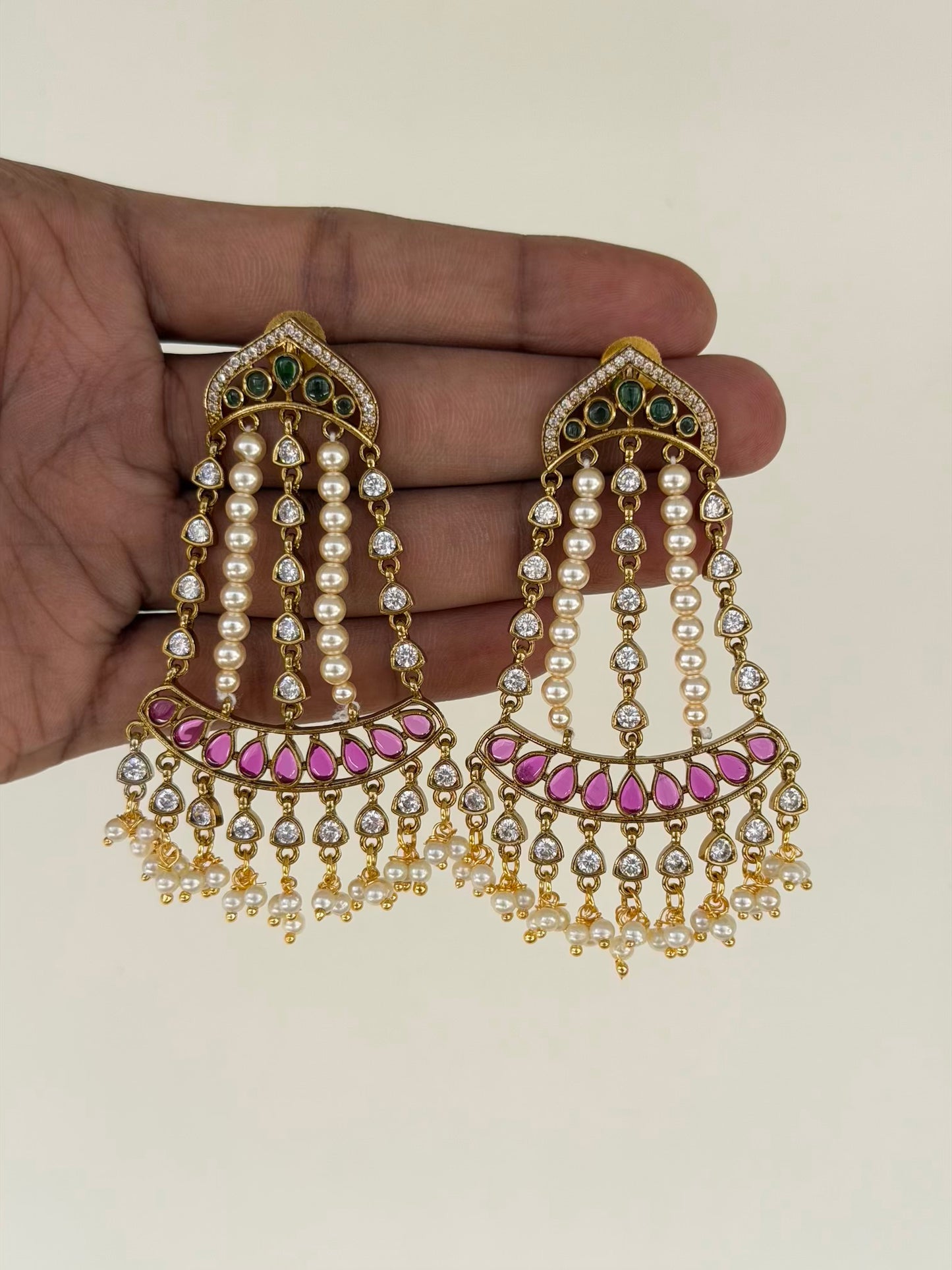 Pearl Strand Waterfall Dangler Earrings