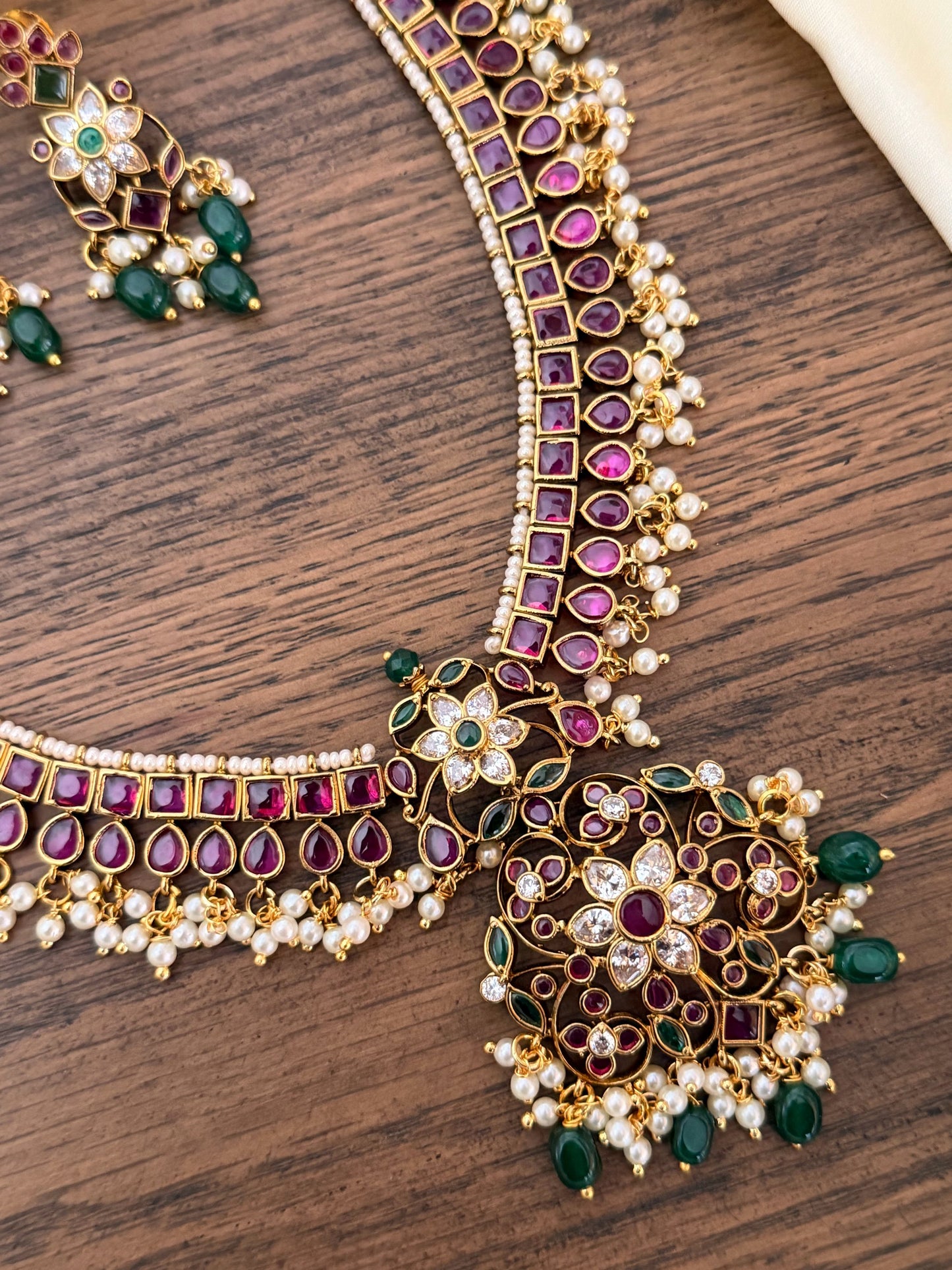 Royal Ruby-Emerald Bridal Necklace Set
