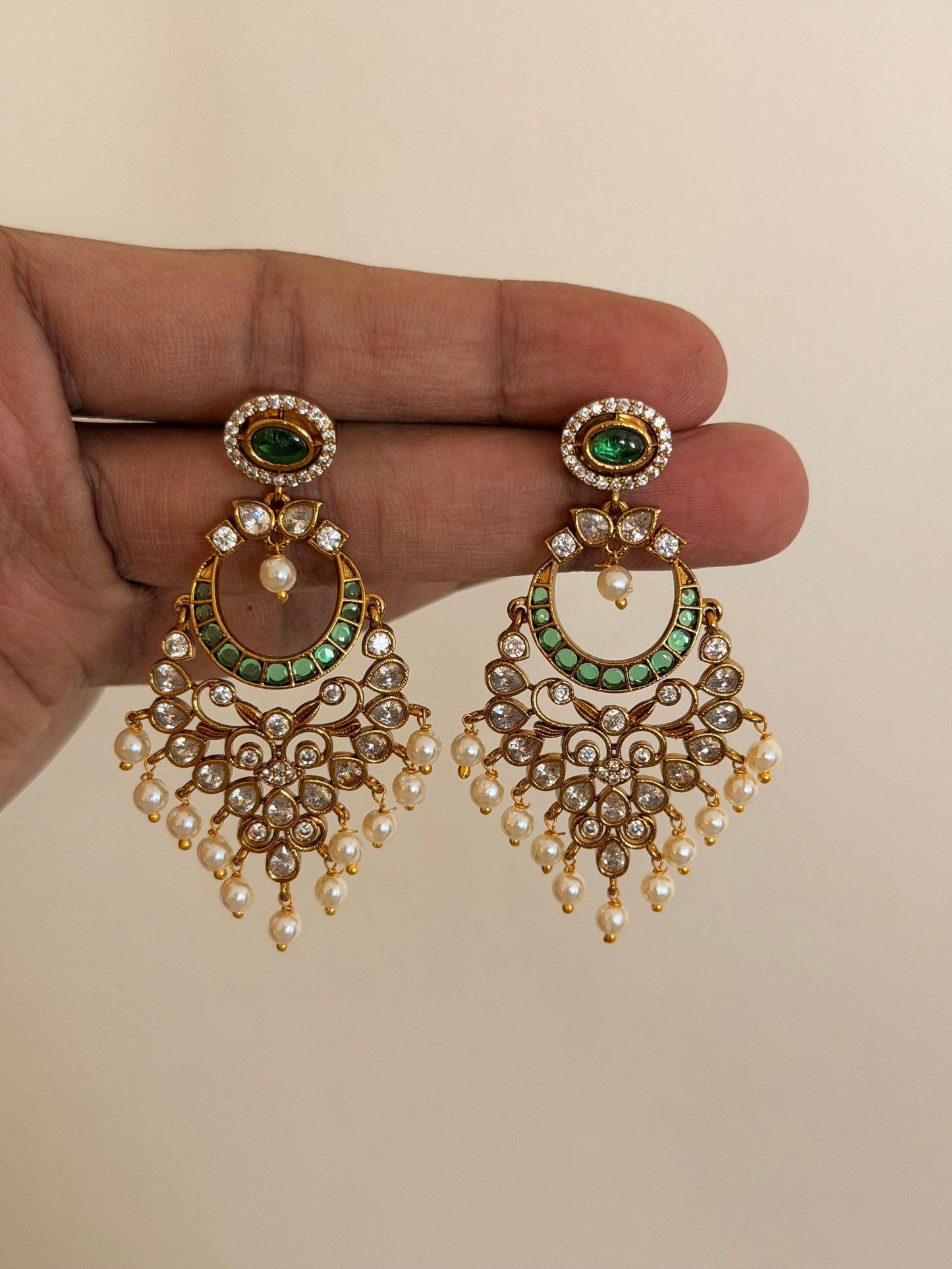 Premium CZ Chaandbali Earrings