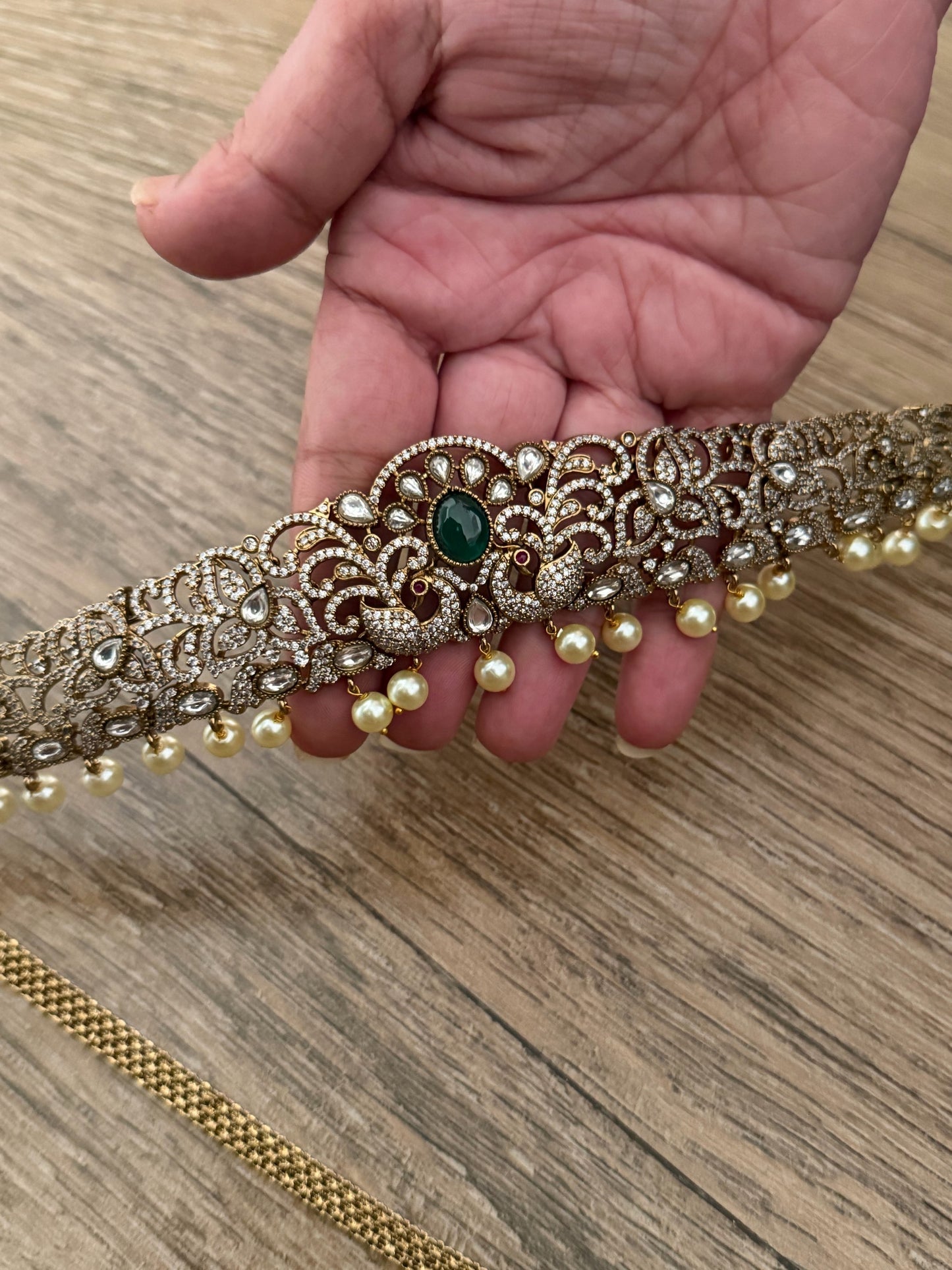 Victorian Style Hip Belt with Pearl Drops