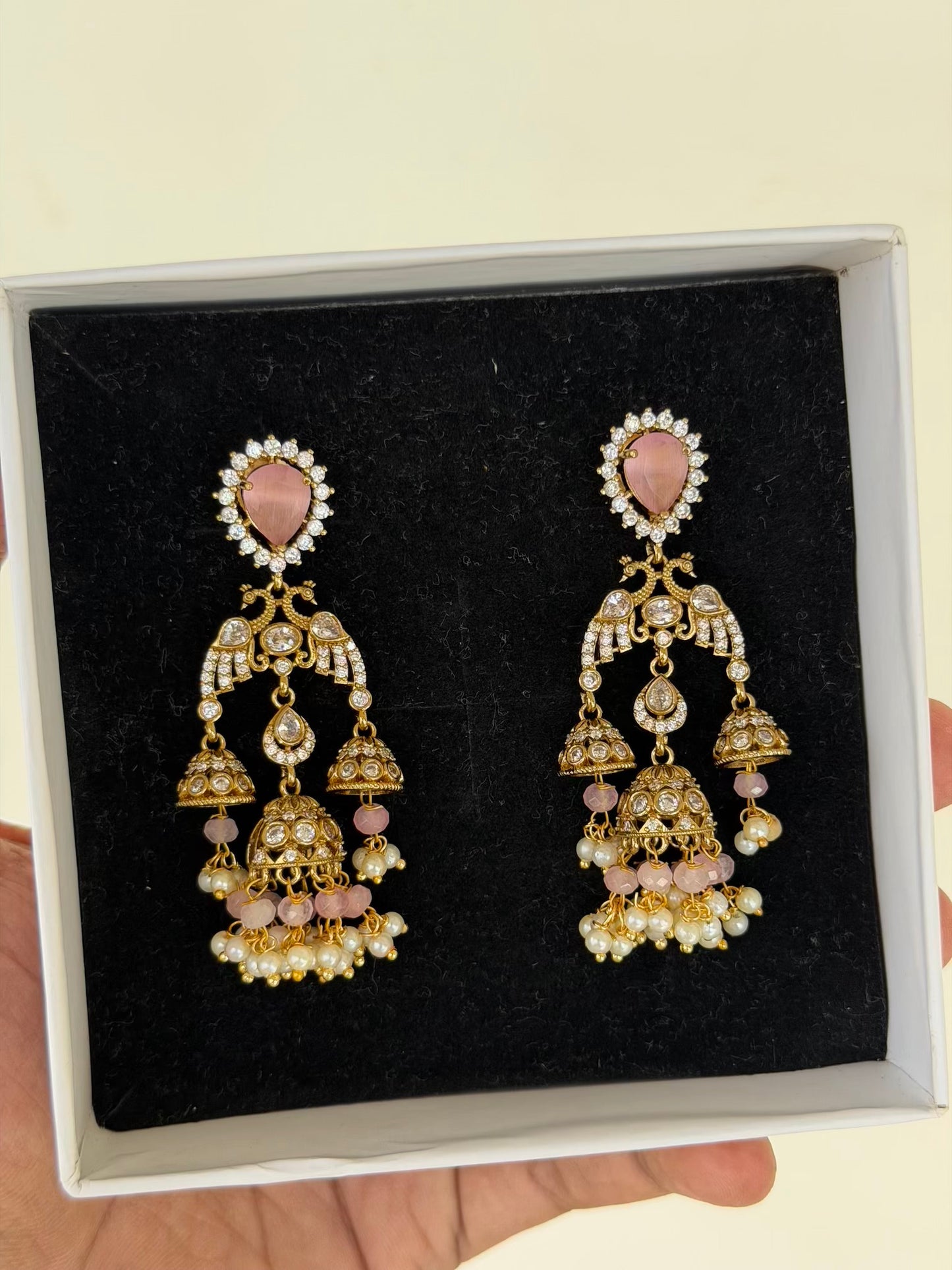 Peacock Double Jhumka Dangler Earrings