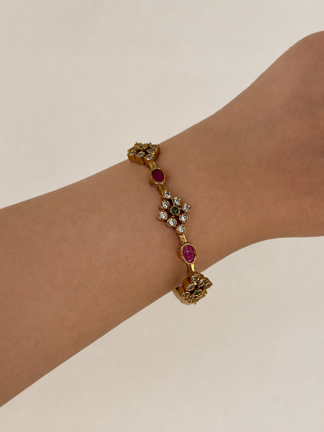 Ruby Floral Chain Bracelet