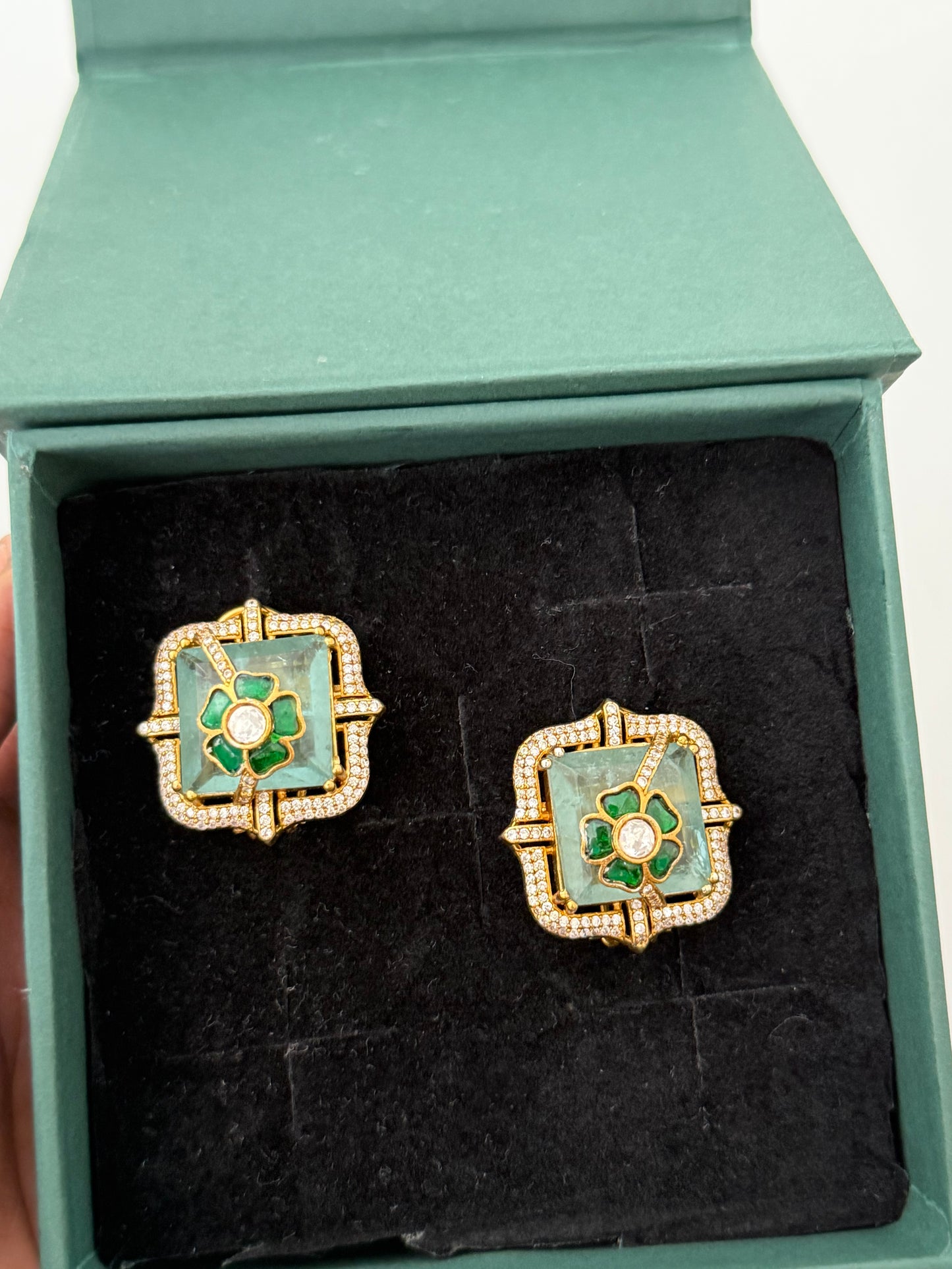 Doublet Stone Studs — Emerald & Mint