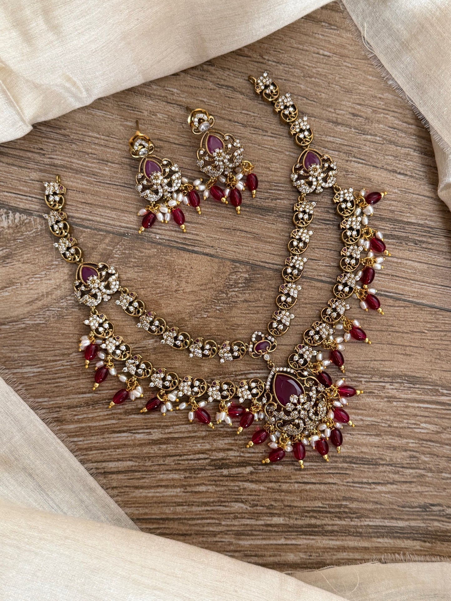 Royal Double-Layer Pearl Drop Statement Set