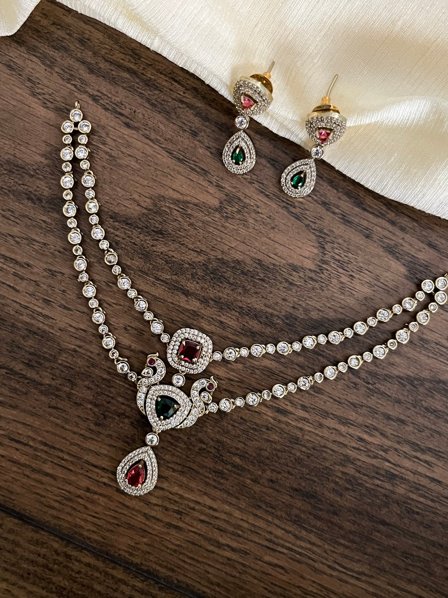 Victorian Peacock Double Layer Necklace - AD – Budget Bridesmaid Statement Set 8