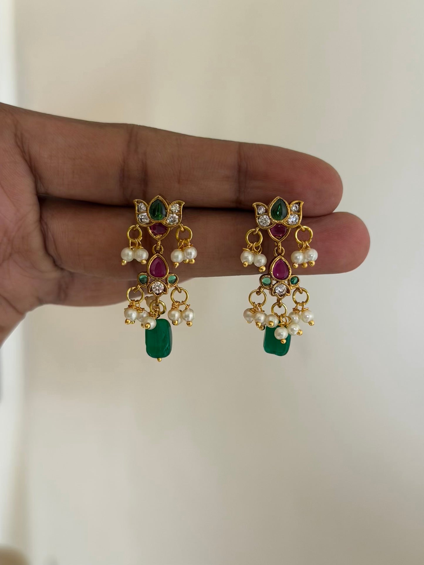 Premium Finish Lotus Dangler Earrings