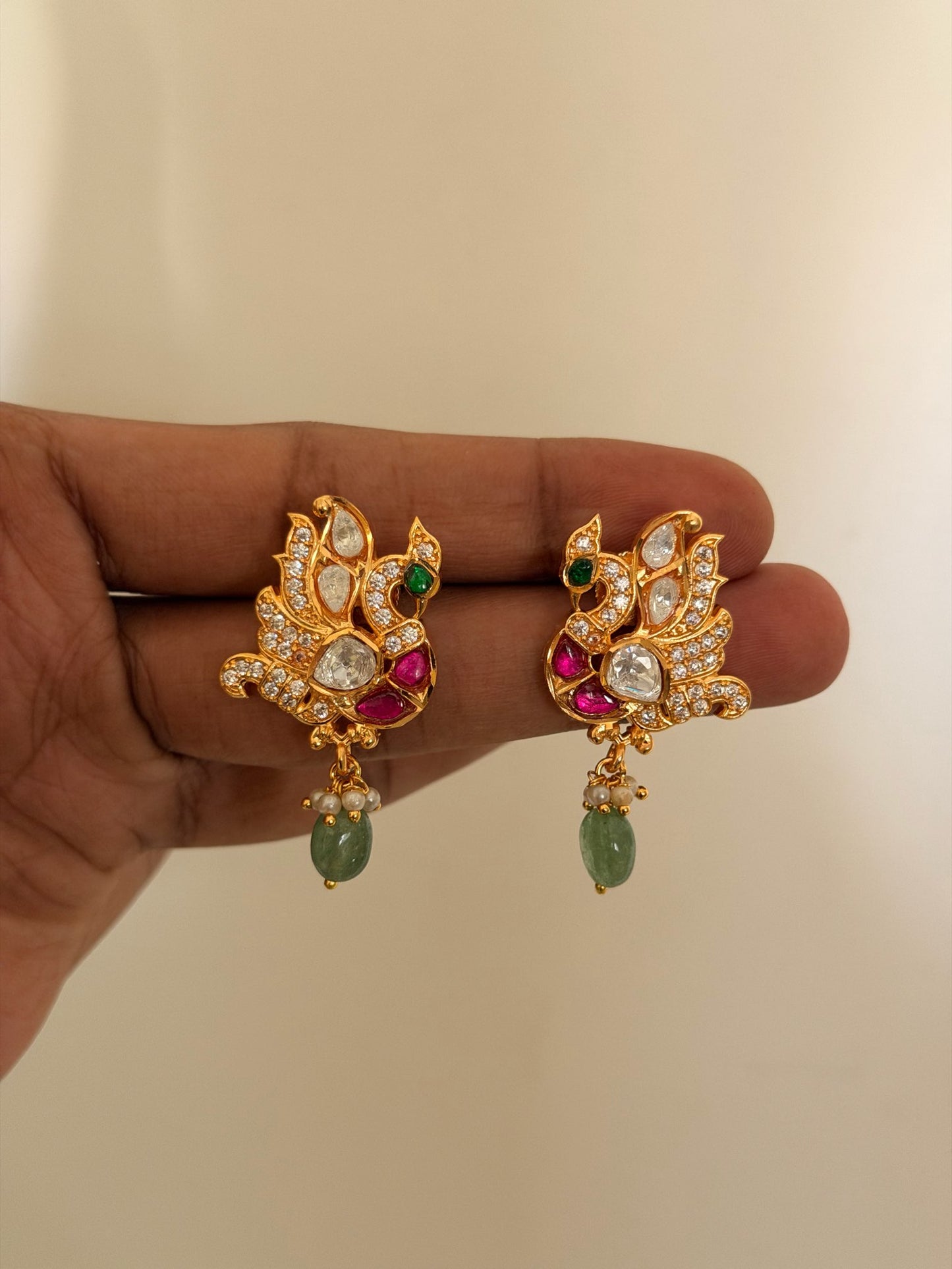 Rose Garden Floral Drop Earrings with Gold Base