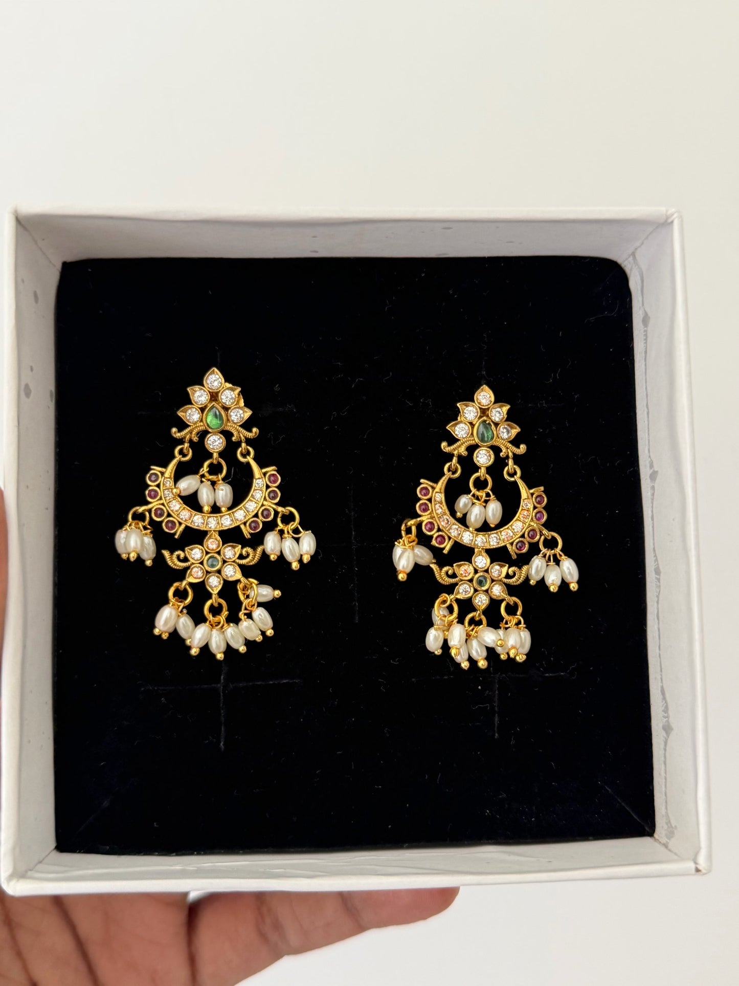 Luxury Chandbali Earrings with Premium Finish & Pearls