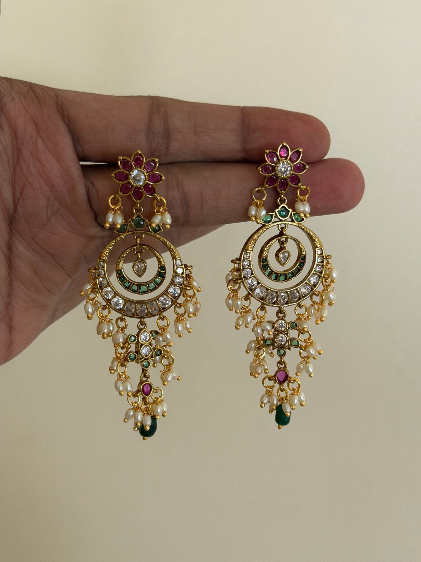 Circular Pearl Drop Earrings
