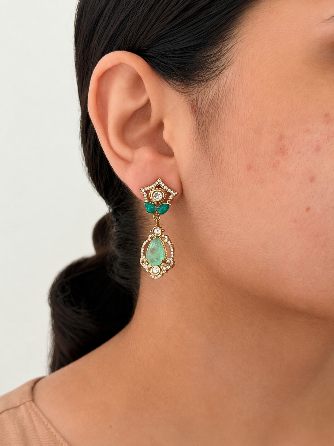 Doublet Stone Dangler Earrings