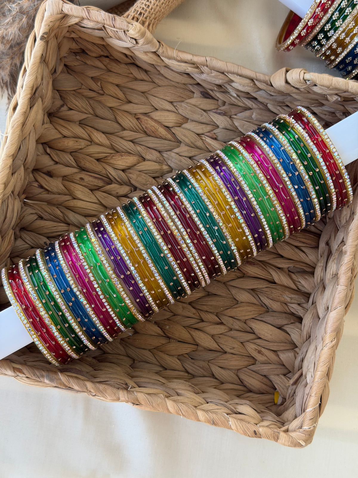 Navaratri Floral Stone Glass Bangles