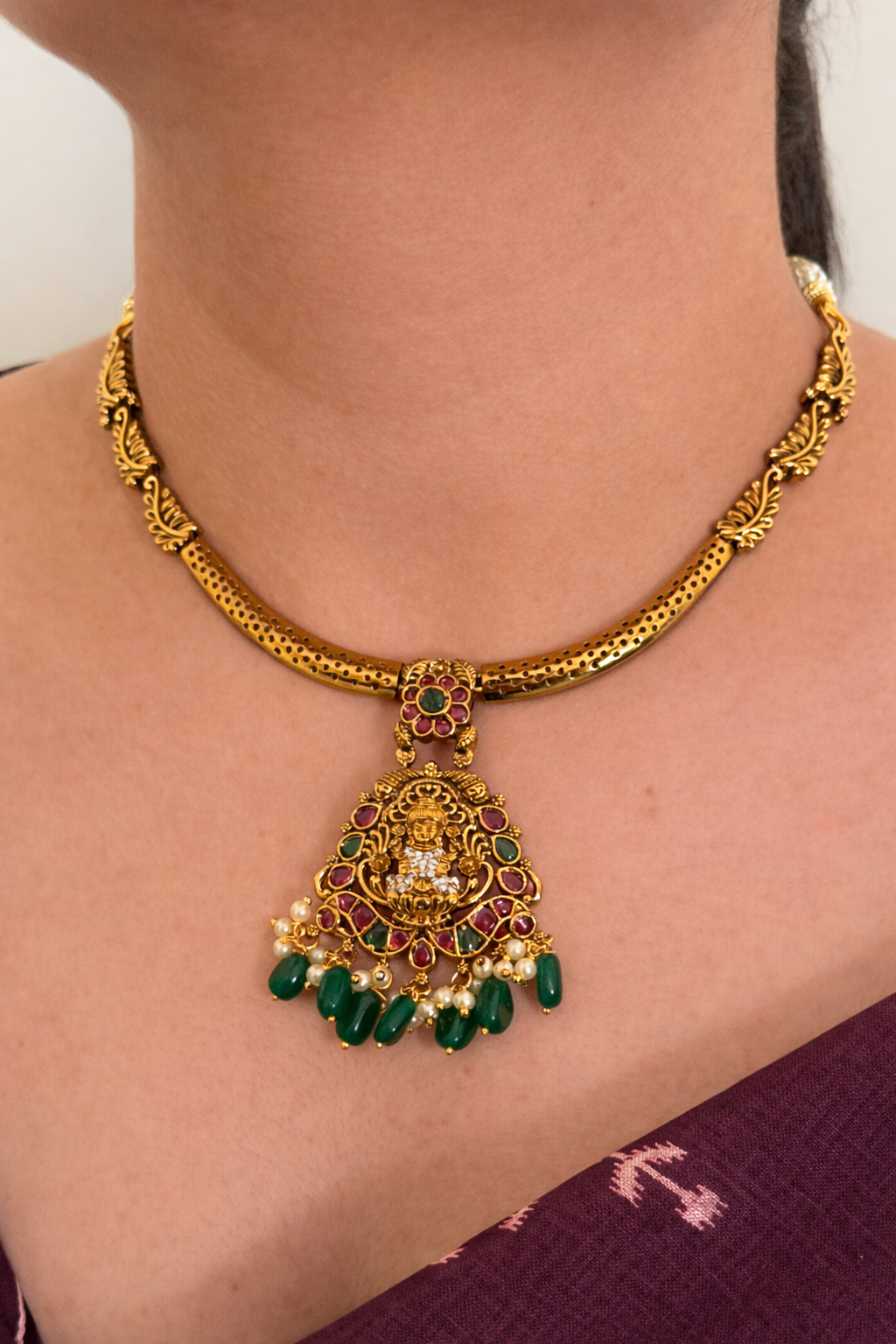 Temple Style Lakshmi Devi Kanti Necklace Set