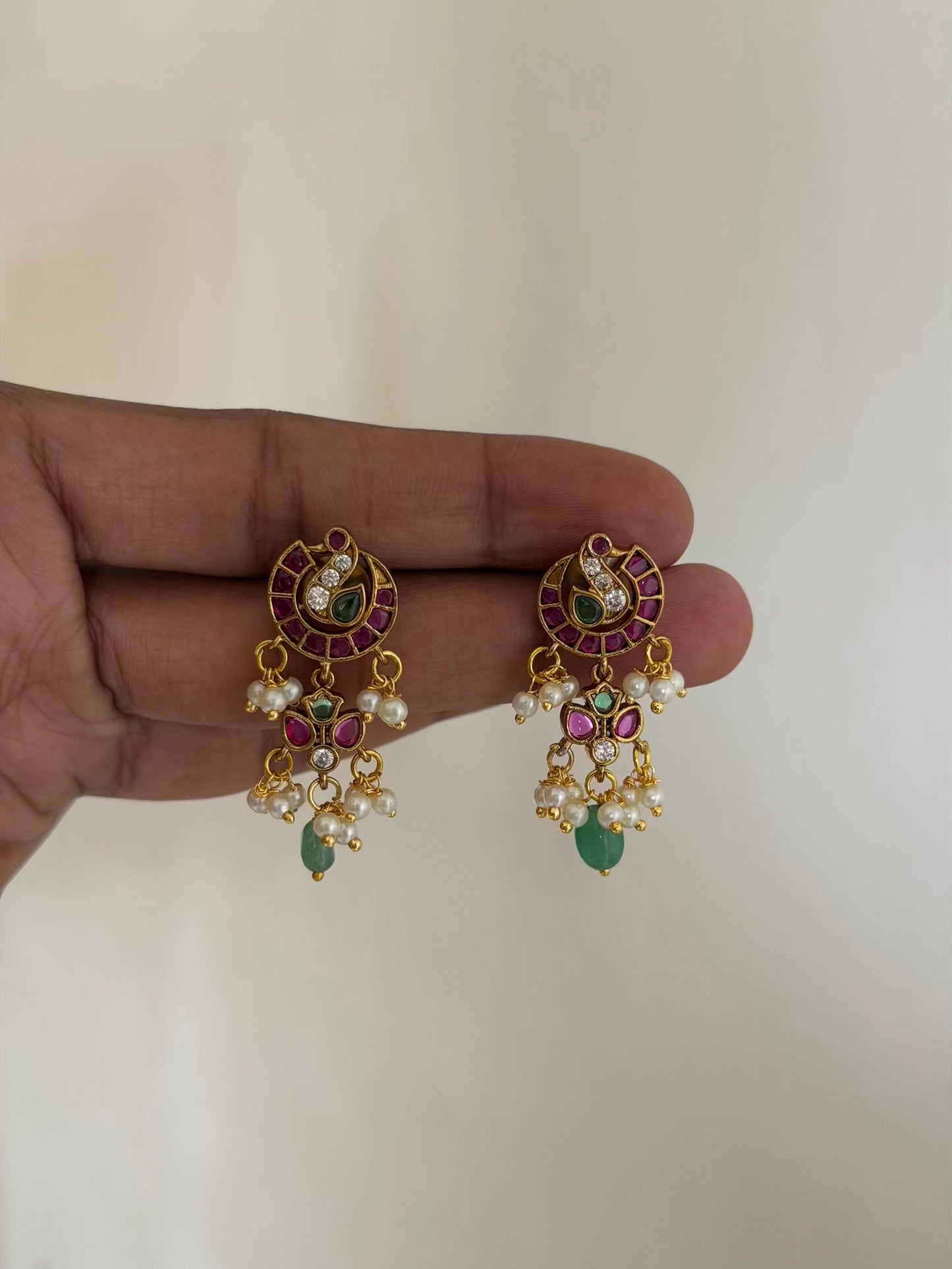Peacock Emerald Drop Earrings
