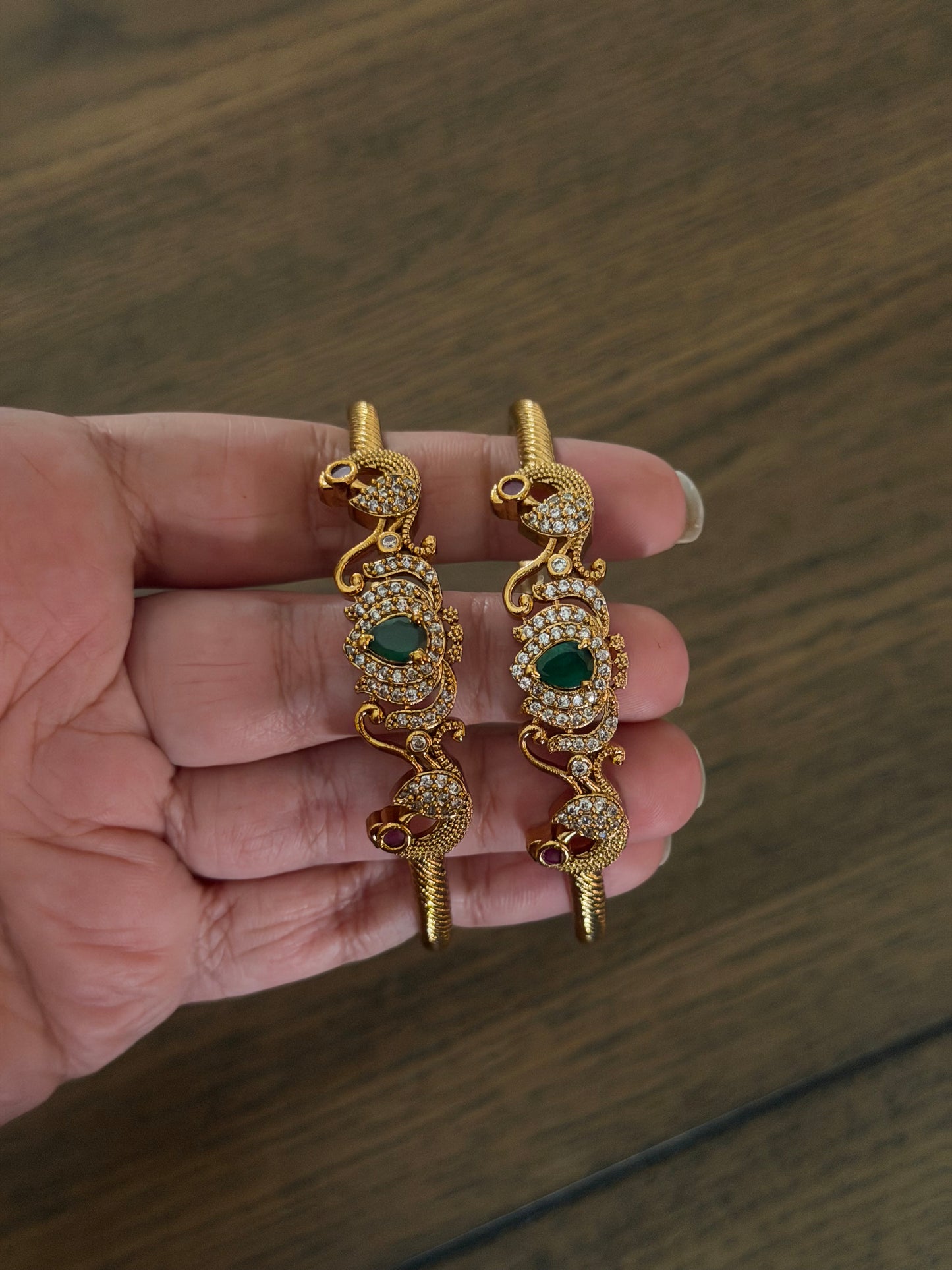 Sleek Lotus Studded Bangles - Set of 2