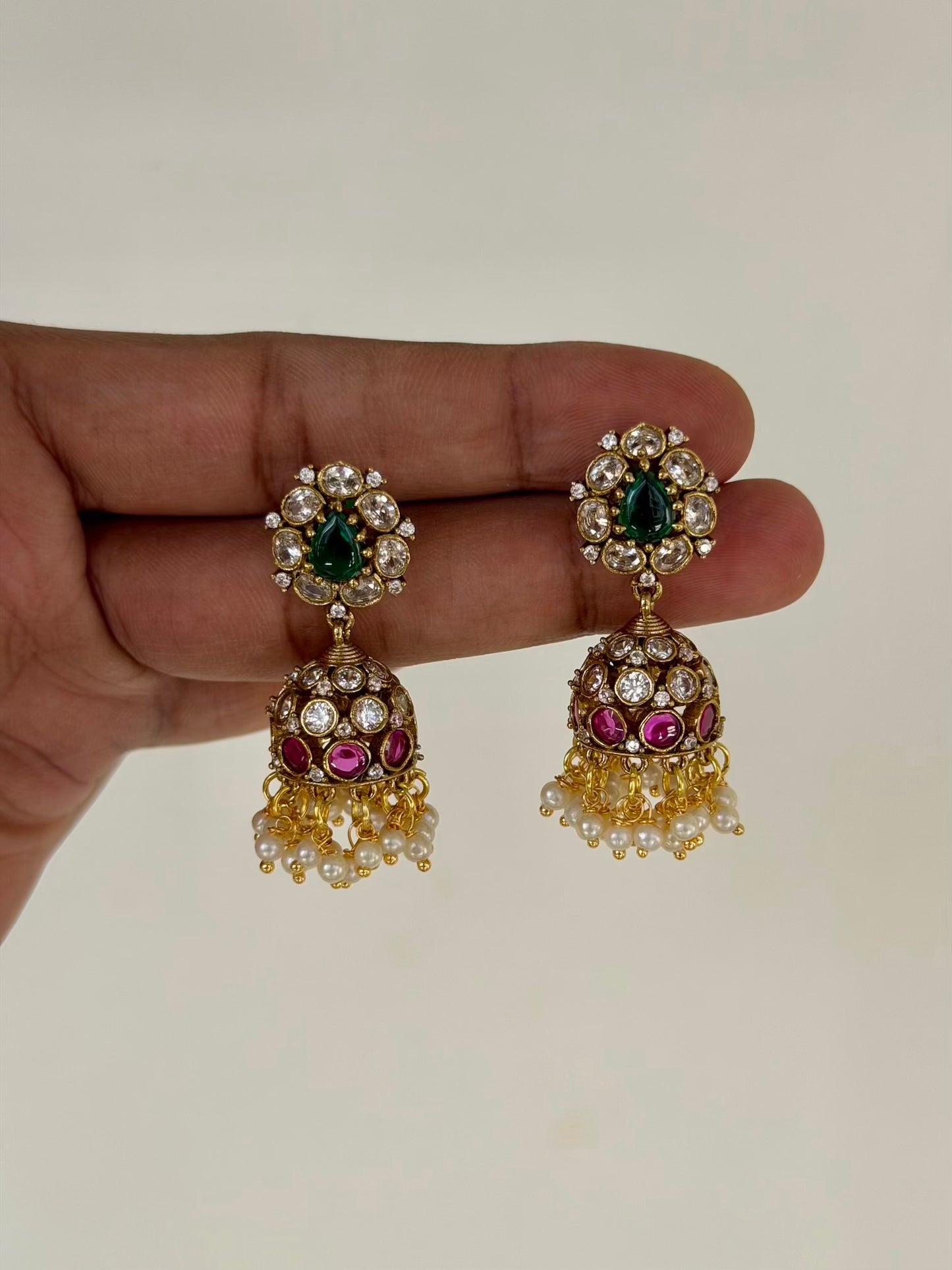 Premium Multicolor AD Kemp Jhumka