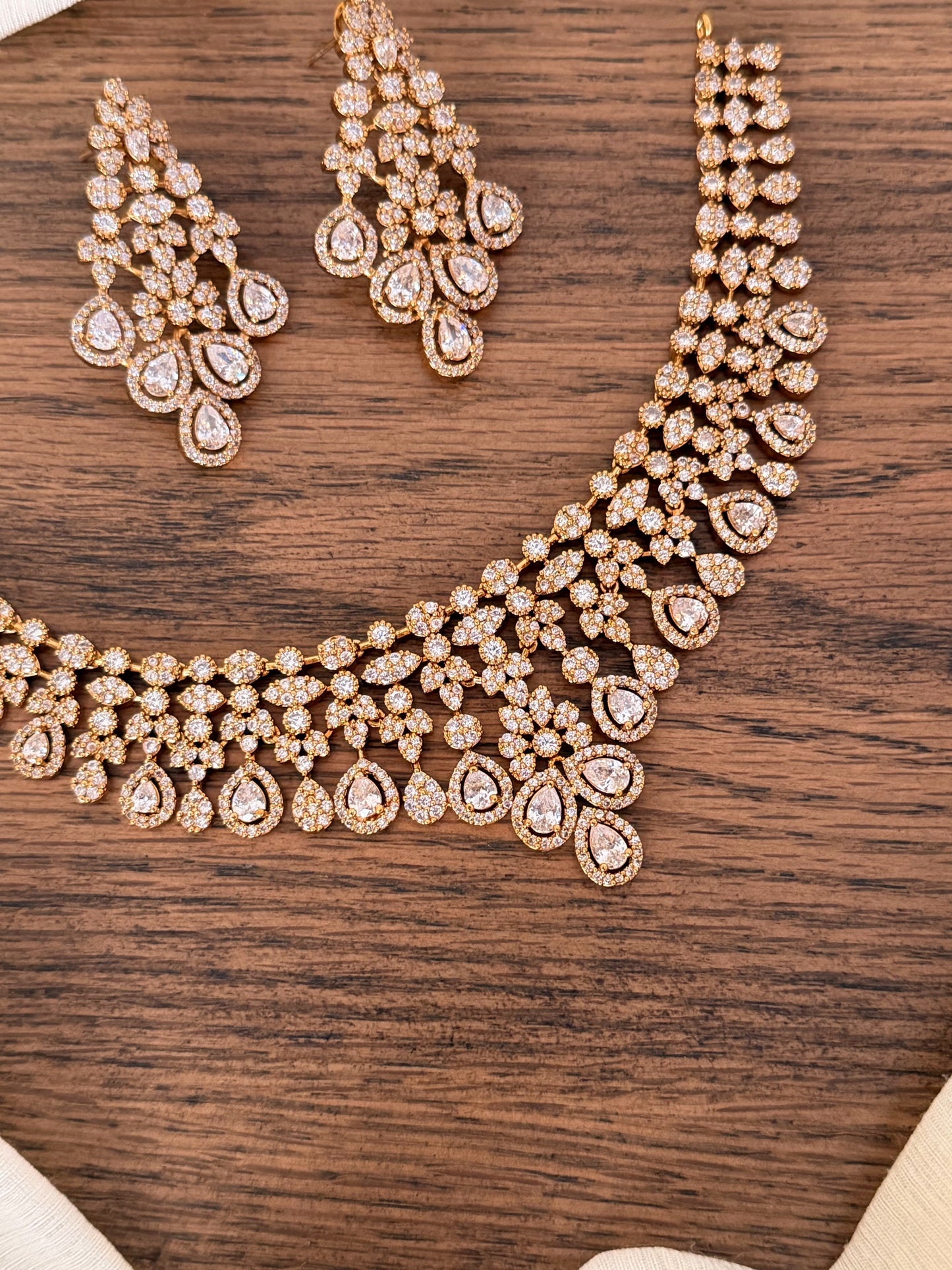 Premium Designer Bridal Necklace Set with CZ Stones