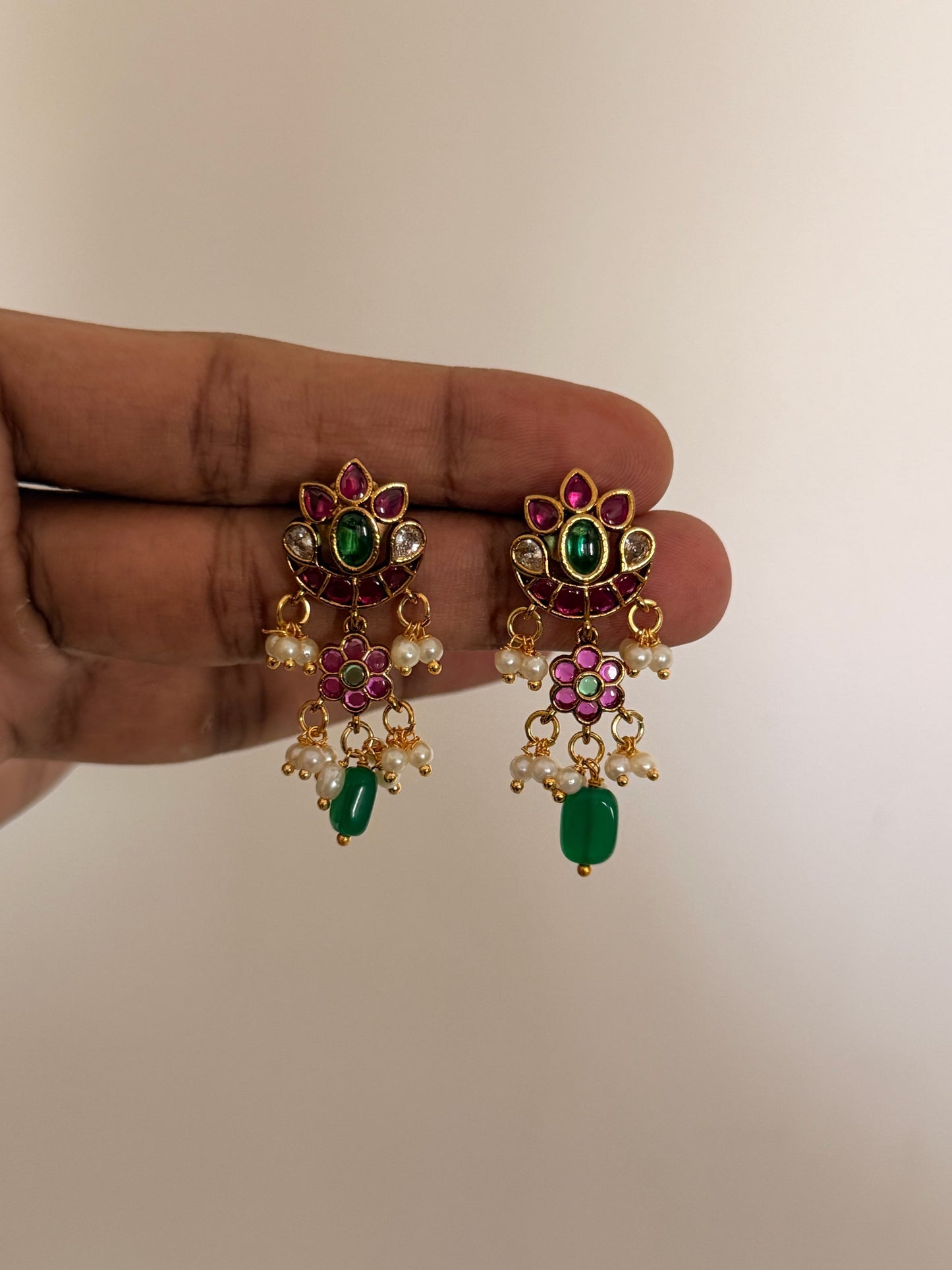 Floral Emerald Drop Earrings