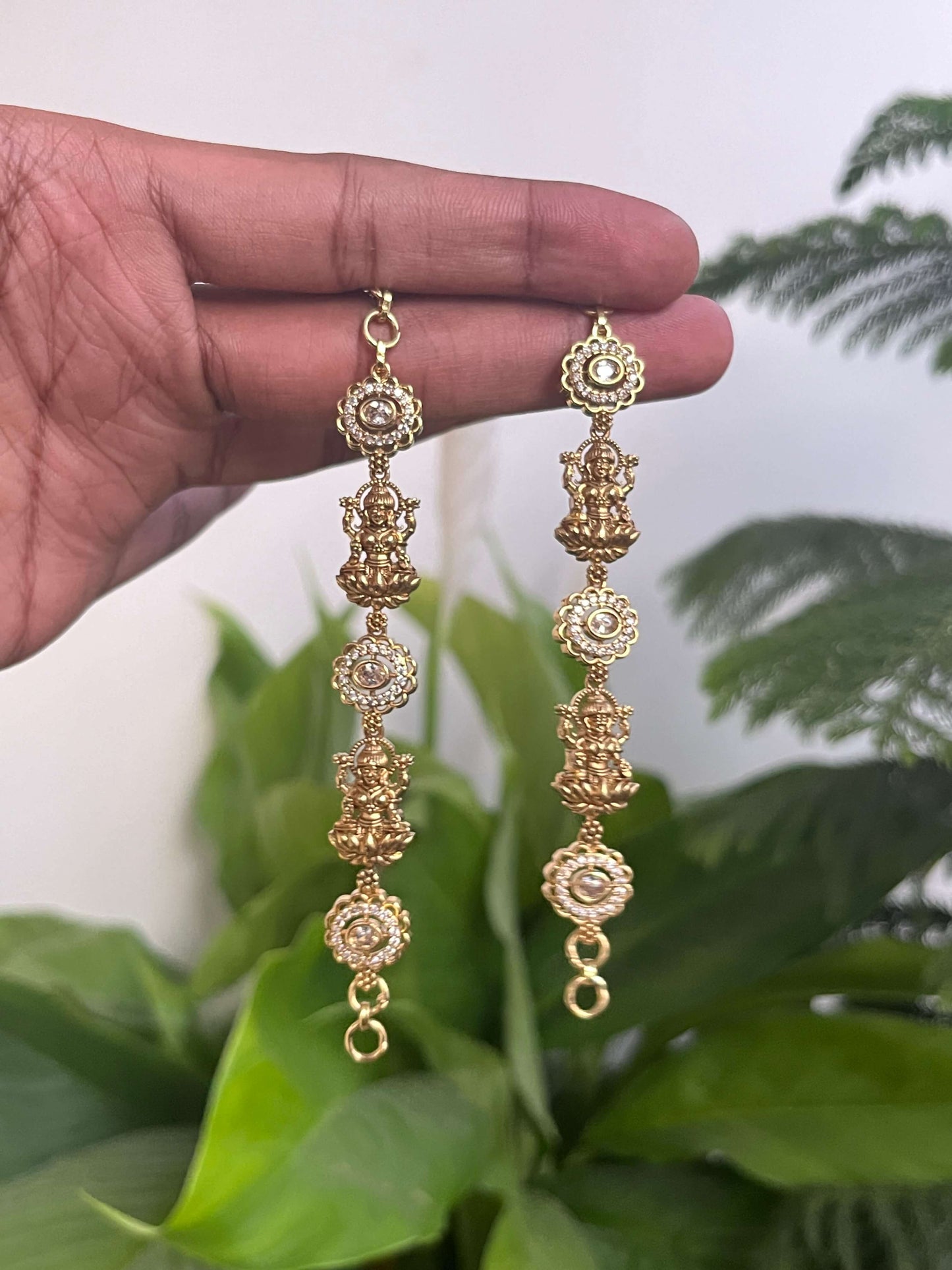Lakshmi Devi Studded Mattal with Emerald Green Stones – Unique Design