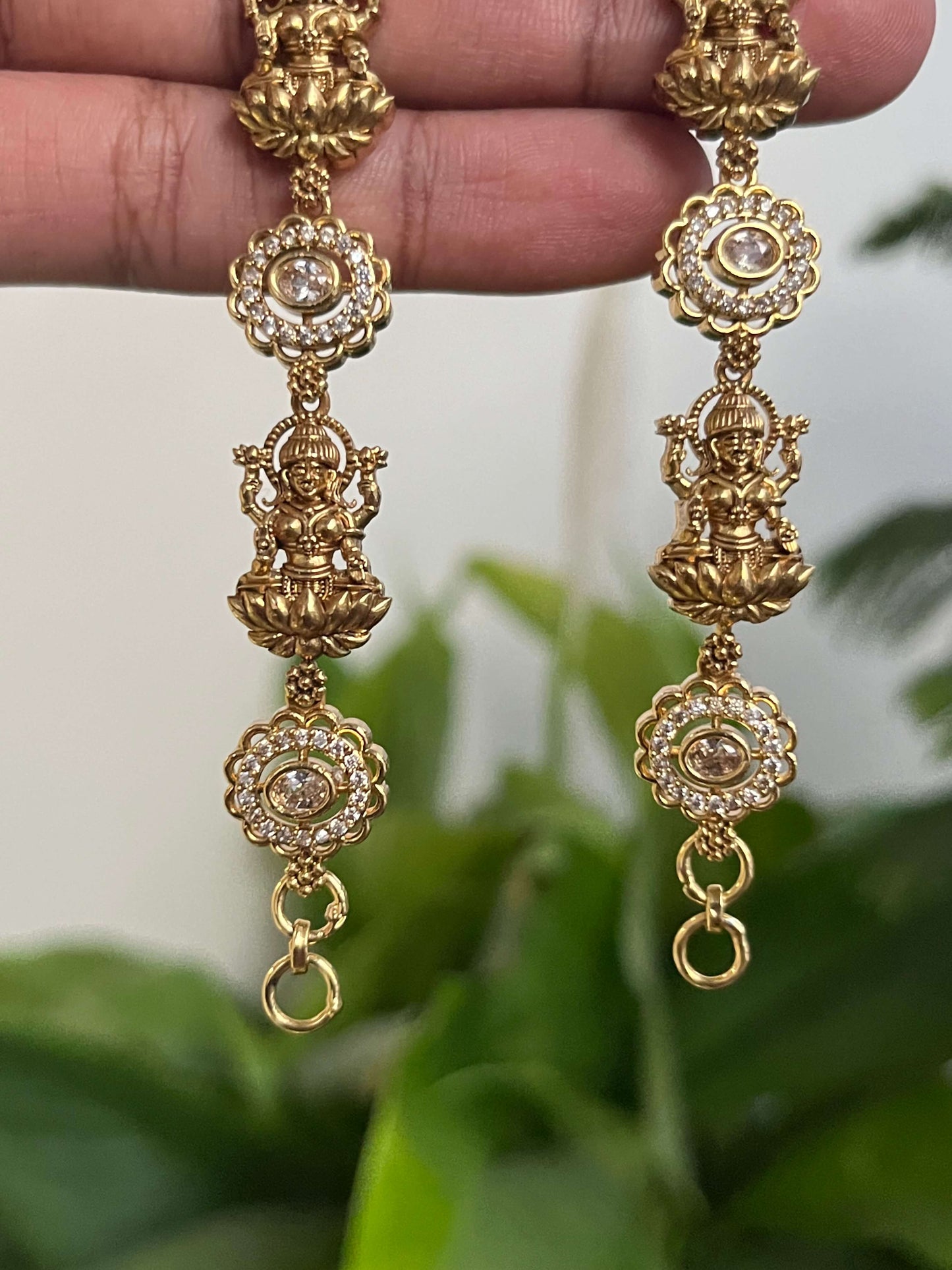 Lakshmi Devi Studded Mattal with Emerald Green Stones – Unique Design