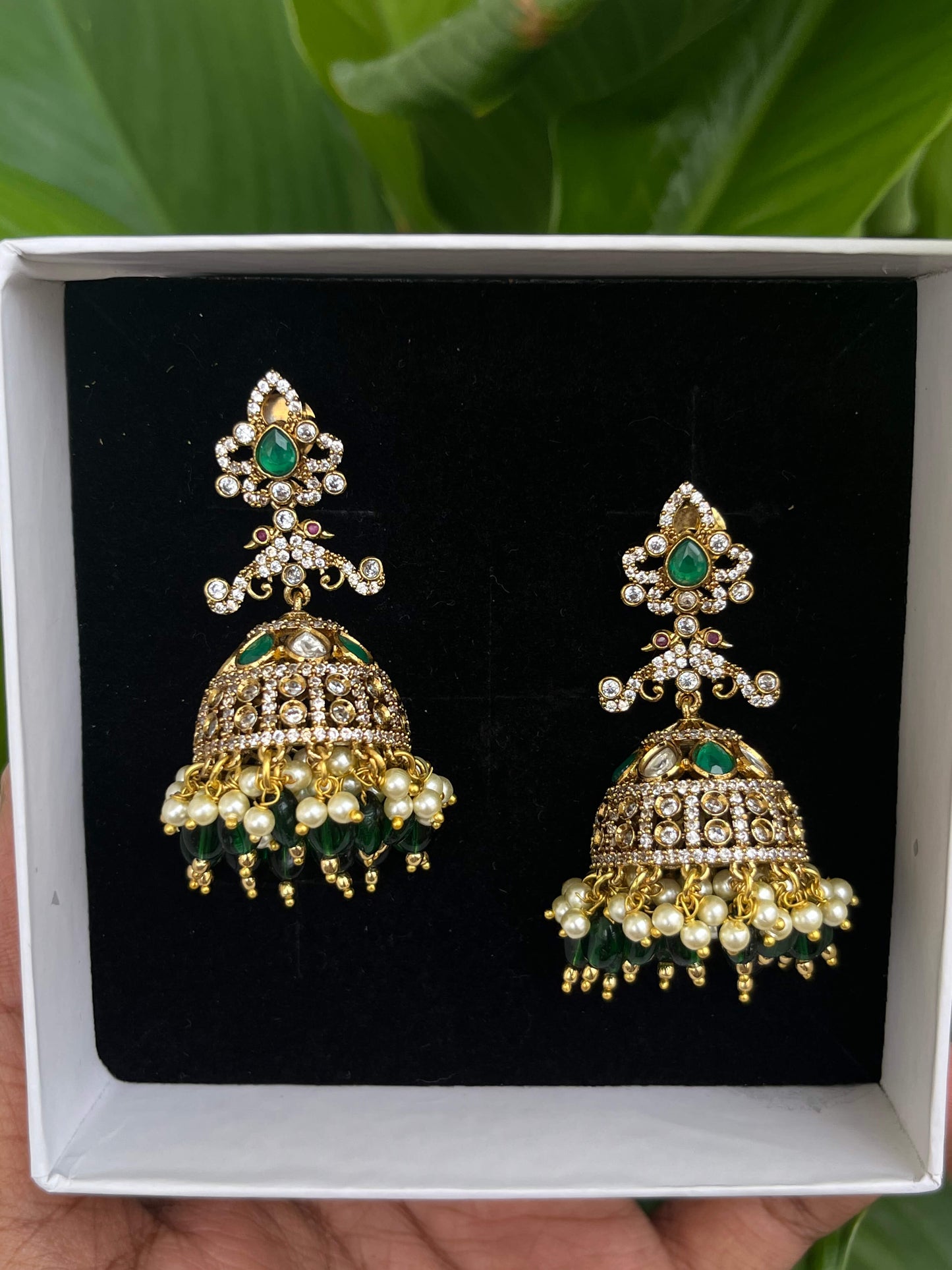 Victorian Long Jhumka with Peacock Motifs