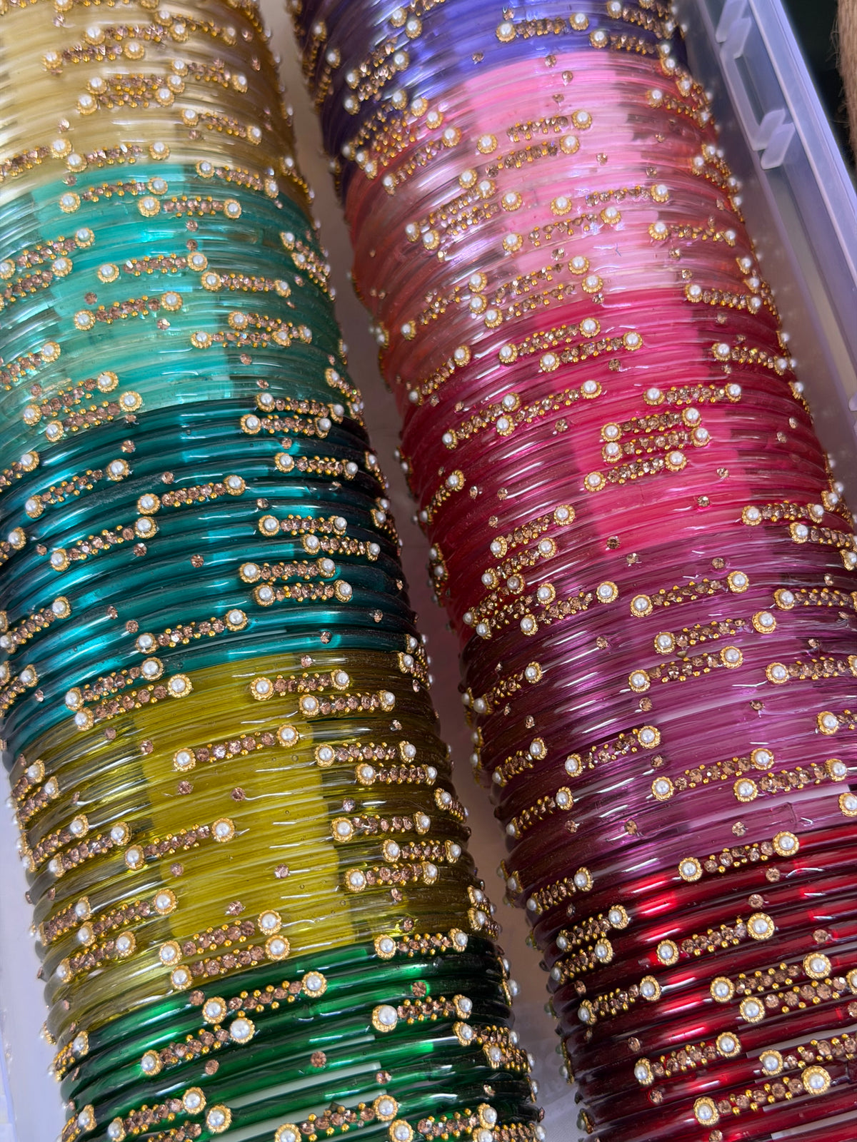 Pearl Glass Bangle - Combo of 12 colors (without organizer box)