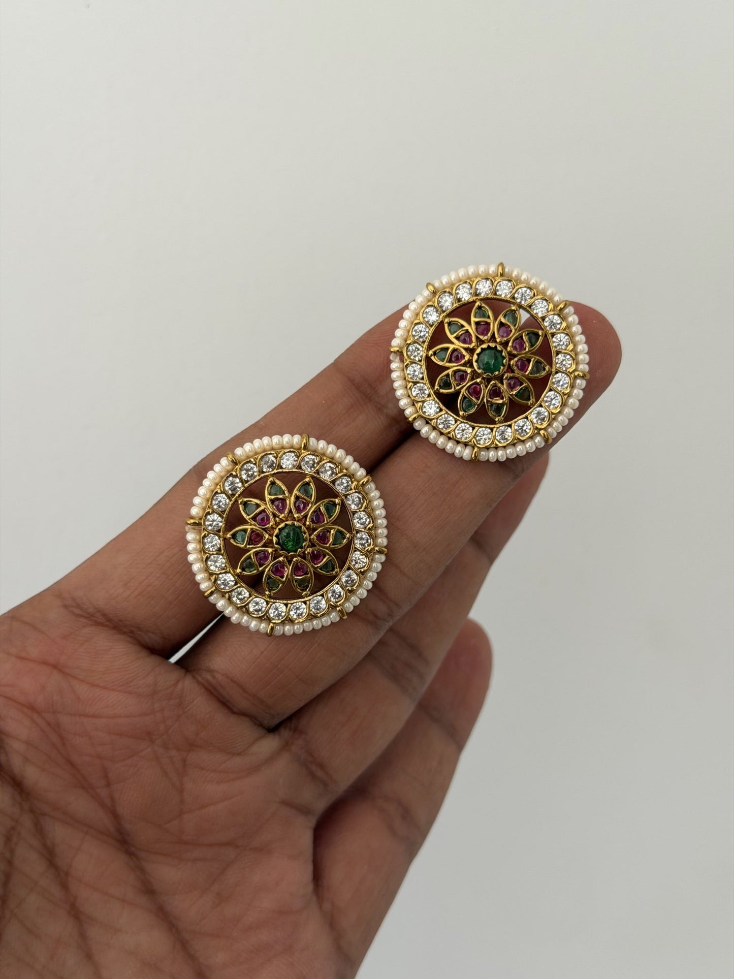 Premium Finish Diamond Look Floral Stud Earrings