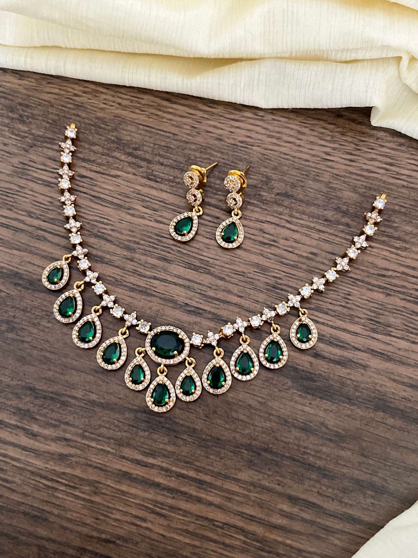 AD Drop Necklace Set with Earrings