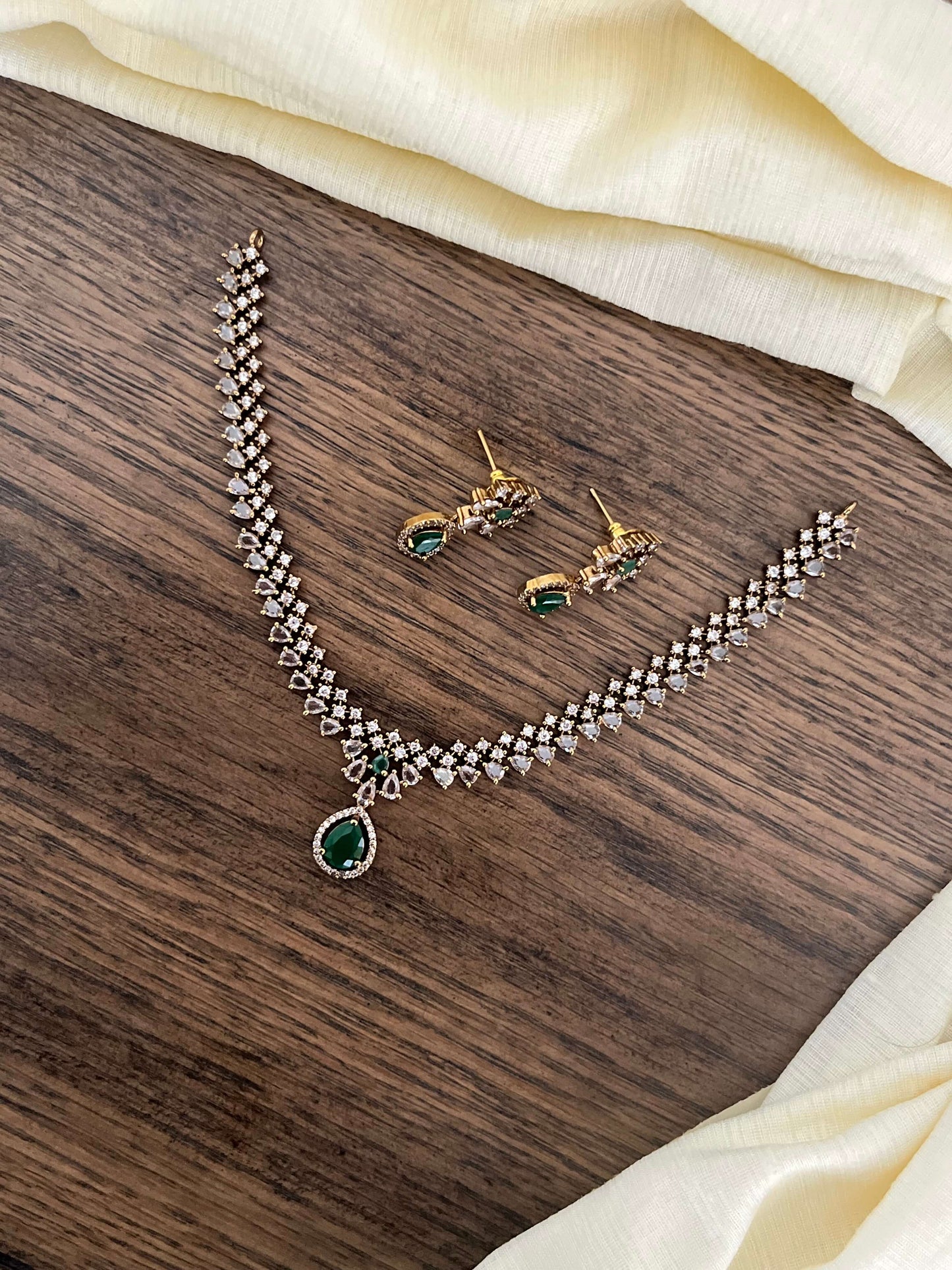 Victorian Style AD Necklace Set – Premium Finish