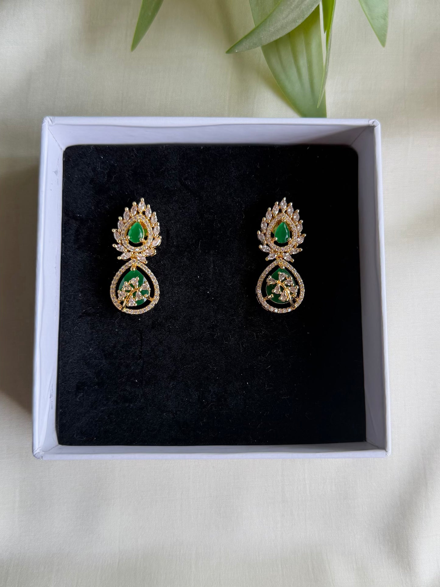 Green AD drop earrings