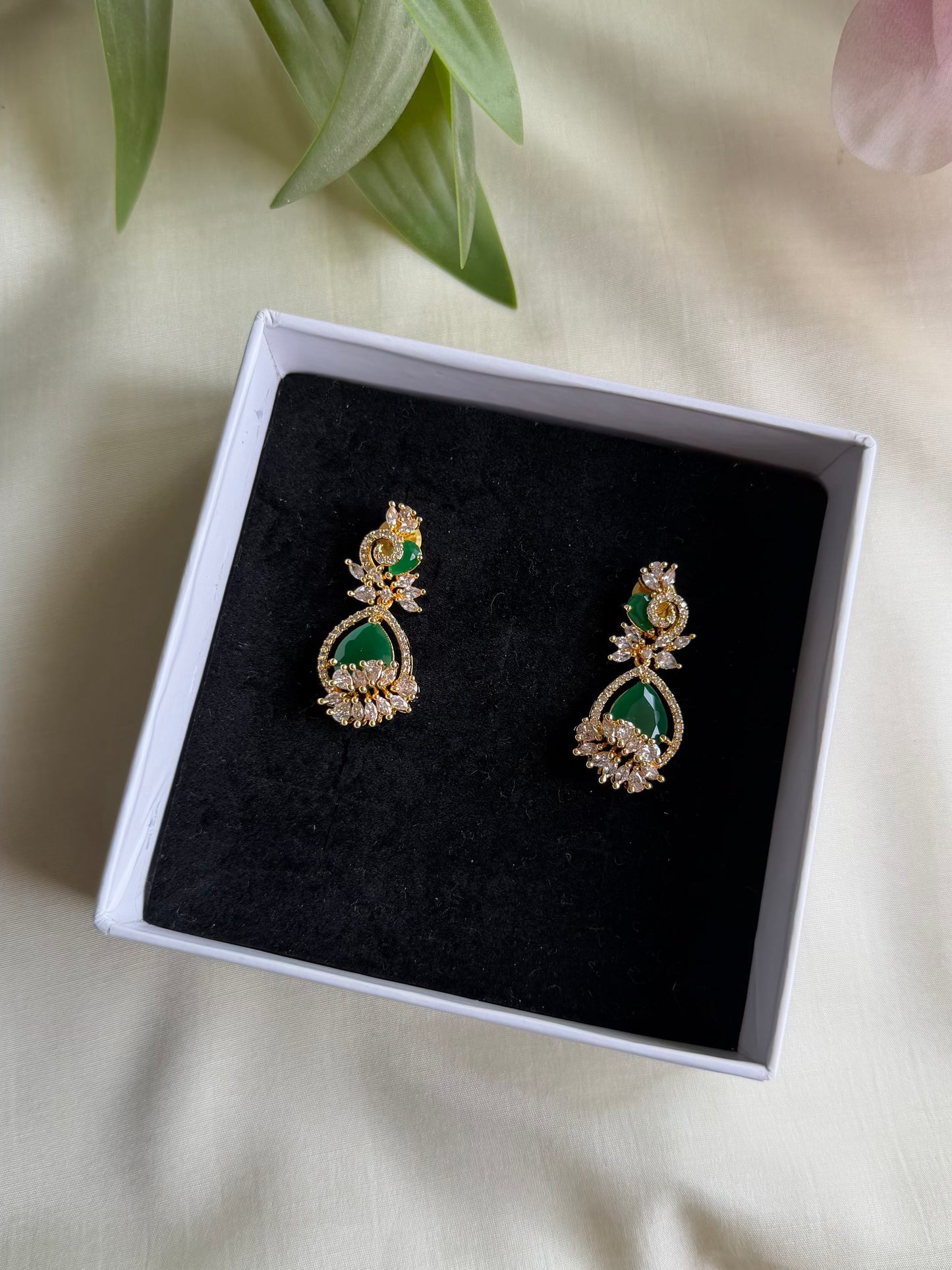 Green AD drop earrings
