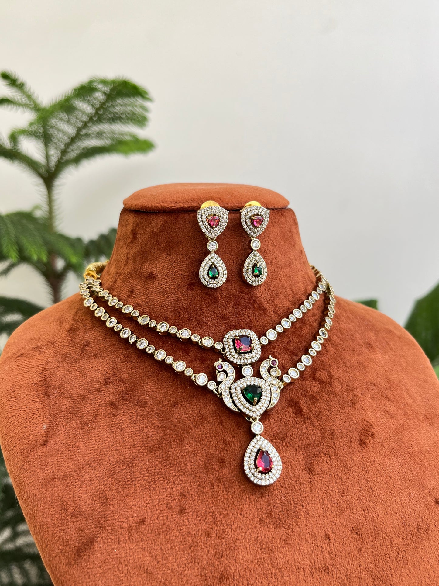 Victorian Peacock Double Layer Necklace - AD – Budget Bridesmaid Statement Set 8