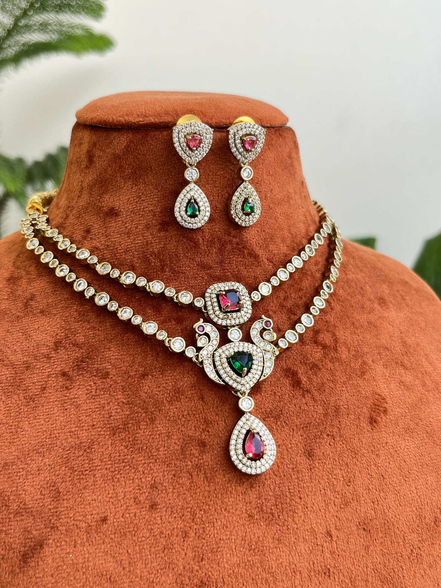 Victorian Peacock Double Layer Necklace - AD – Budget Bridesmaid Statement Set 8