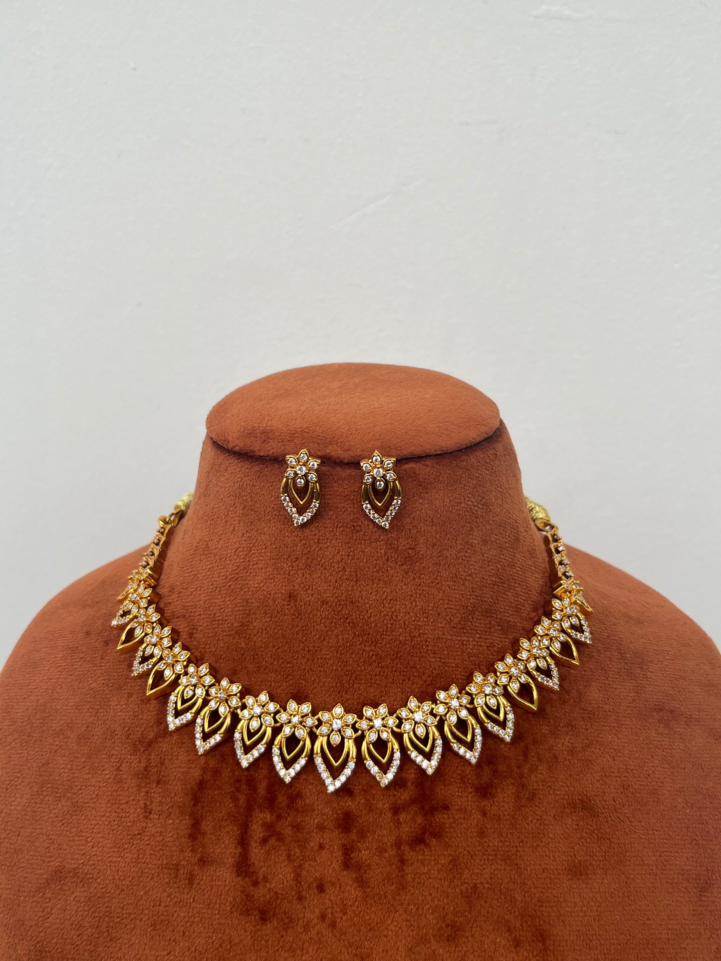 Floral Diamond Look Necklace Set – Bridesmaid / Engagements - Budget Friendly