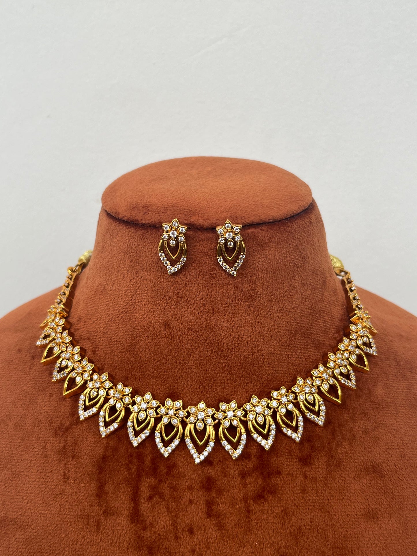 Floral Diamond Look Necklace Set – Bridesmaid / Engagements - Budget Friendly