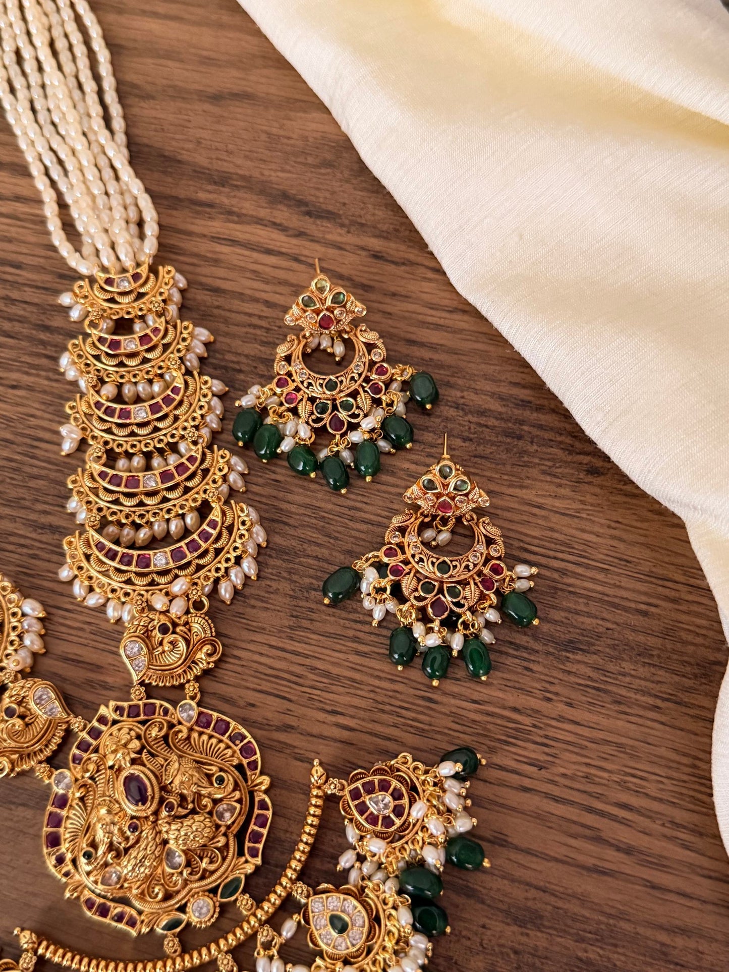Gold Look-Alike Long Haaram with Pearl Strings