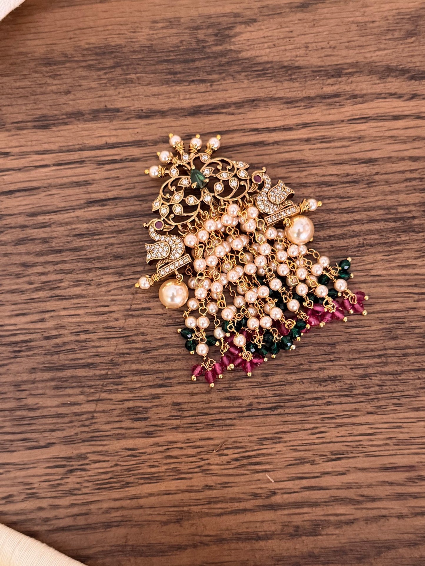 Pearl Tassel Floral Hair Brooch / Jada Billai
