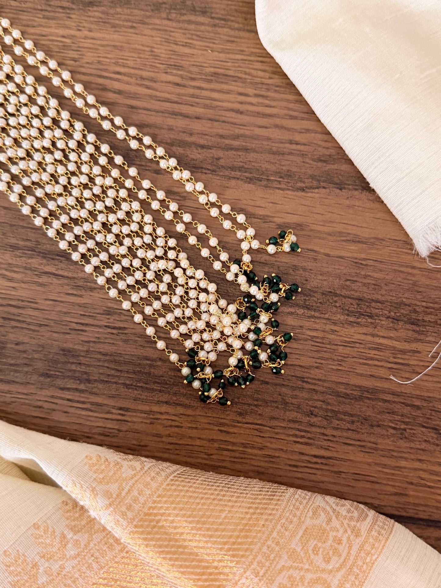 CZ Oval Pearl Cascade Jada / Hair Chain