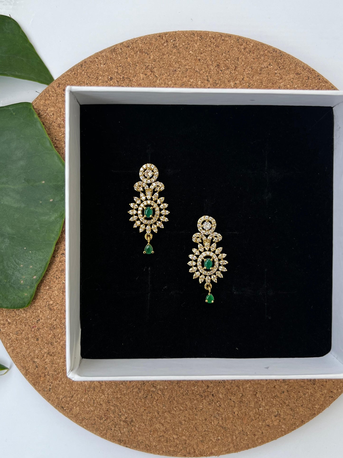 Emerald Green CZ Dangler Earrings