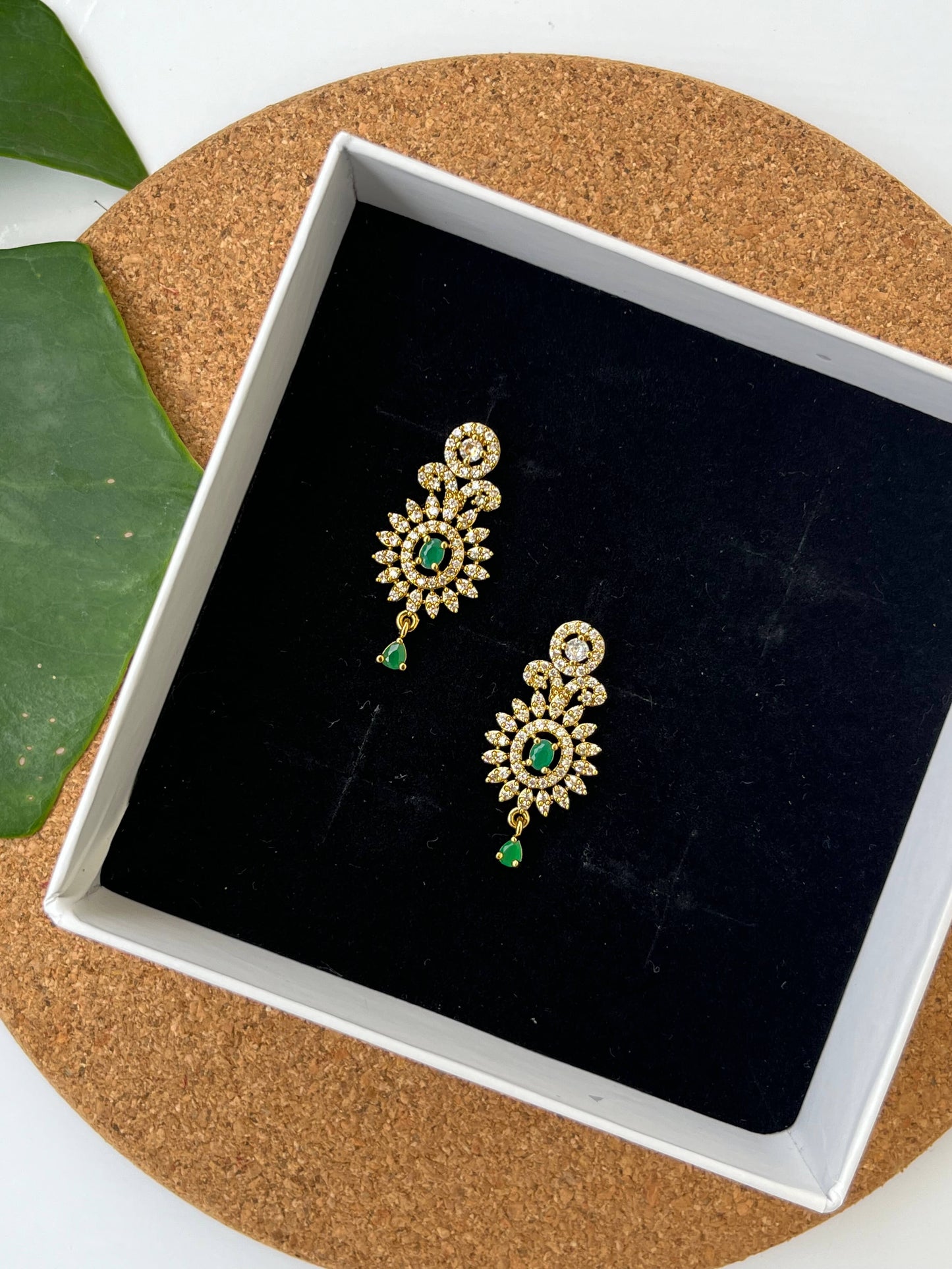 Emerald Green CZ Dangler Earrings