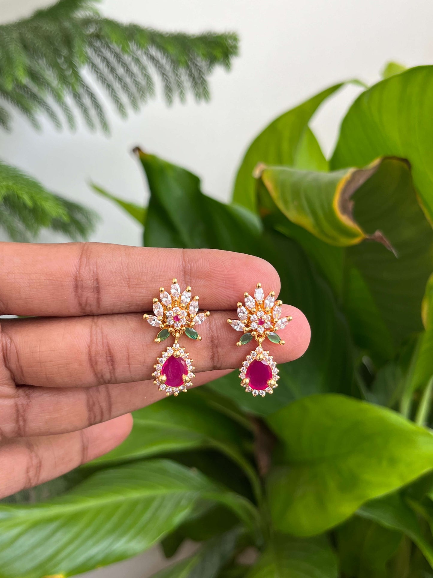 Floral Gold Look-Alike Dangler Earrings