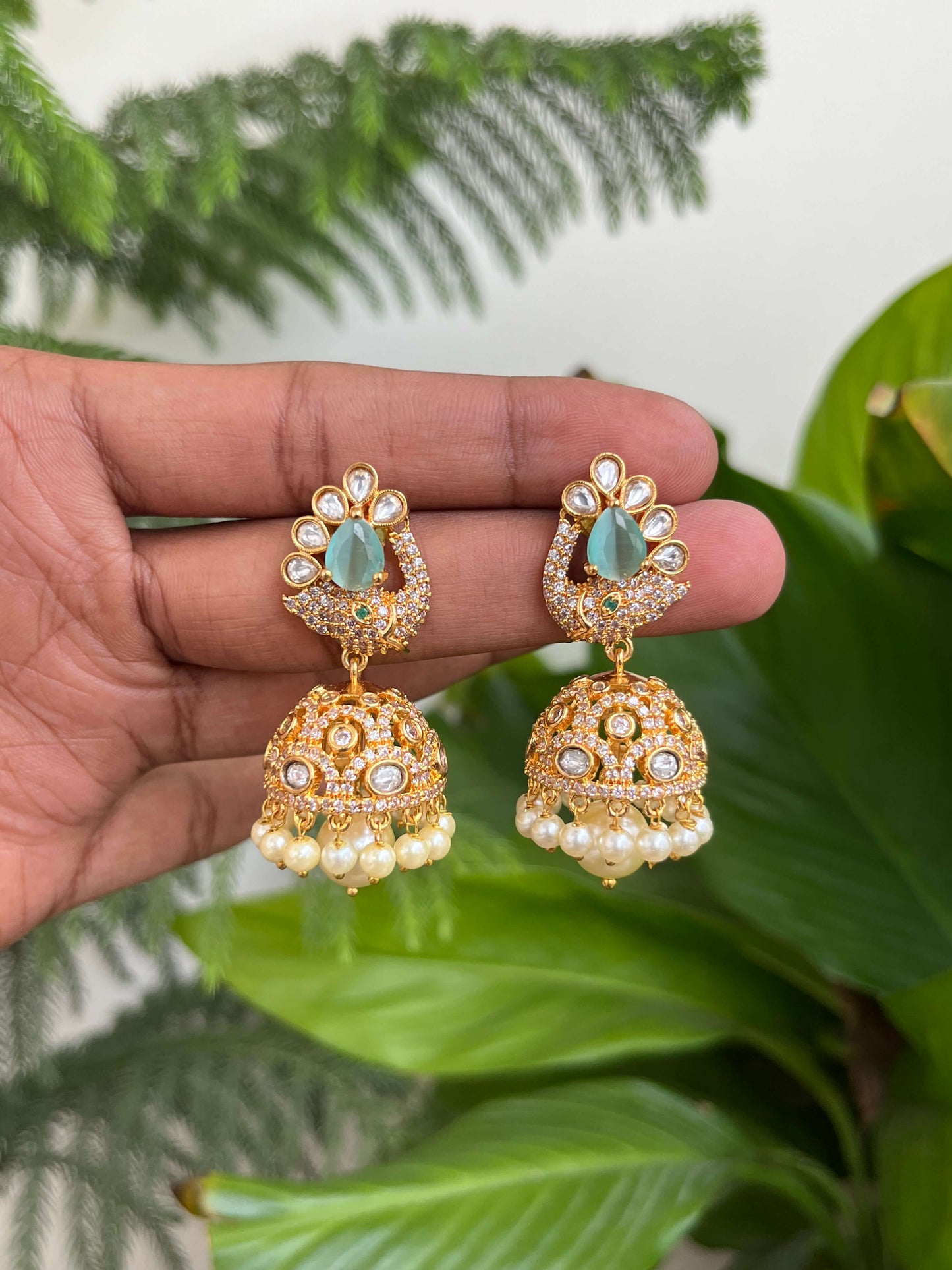 Gold Look-Alike Stone Jhumka Earrings