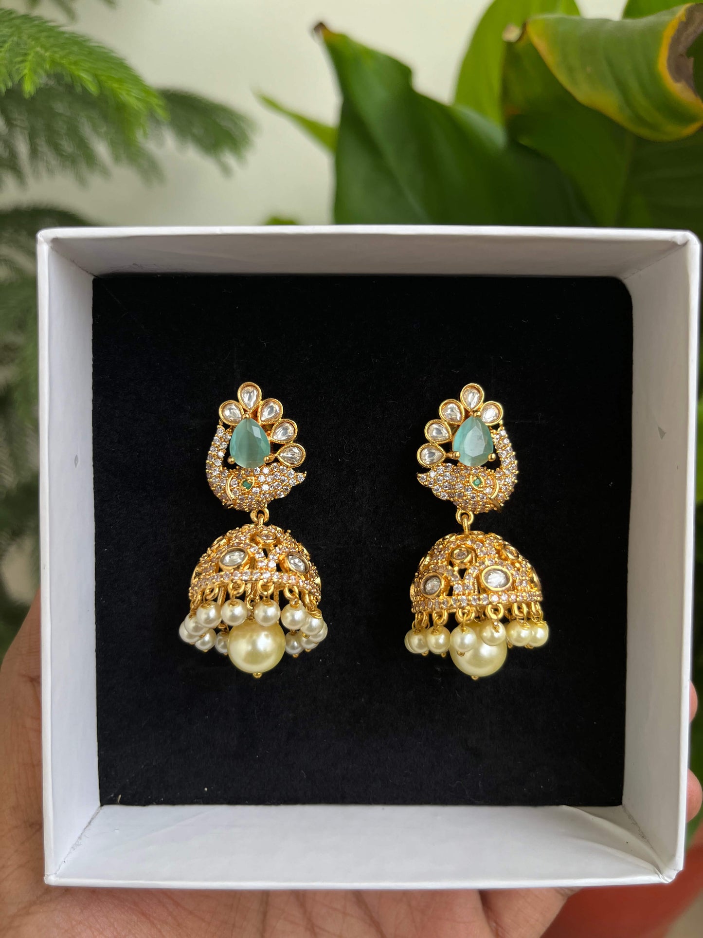 Gold Look-Alike Stone Jhumka Earrings