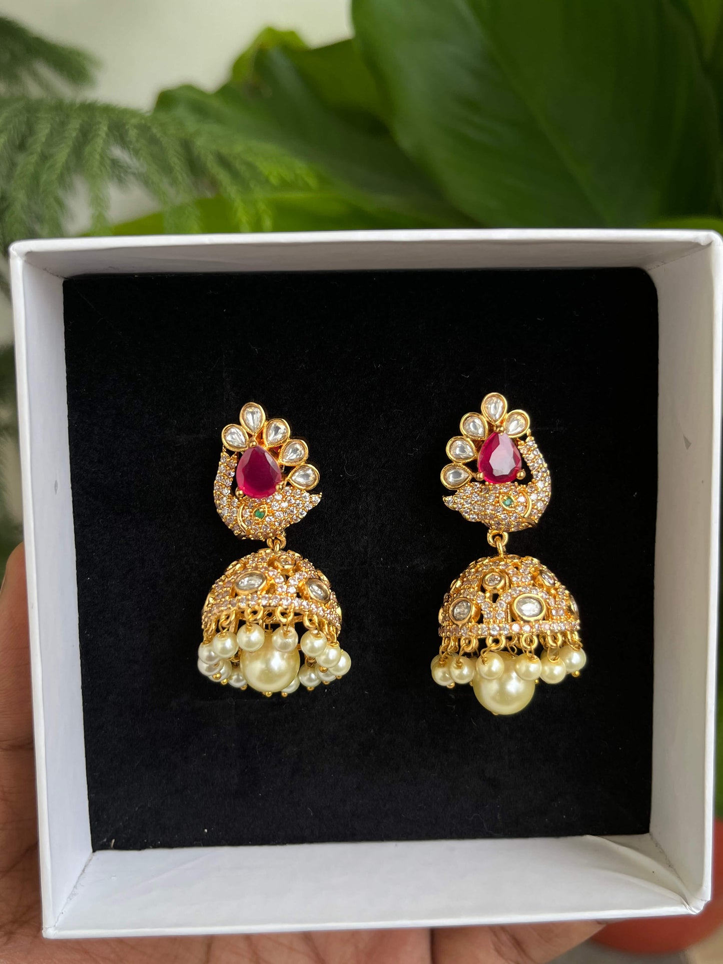 Gold Look-Alike Stone Jhumka Earrings