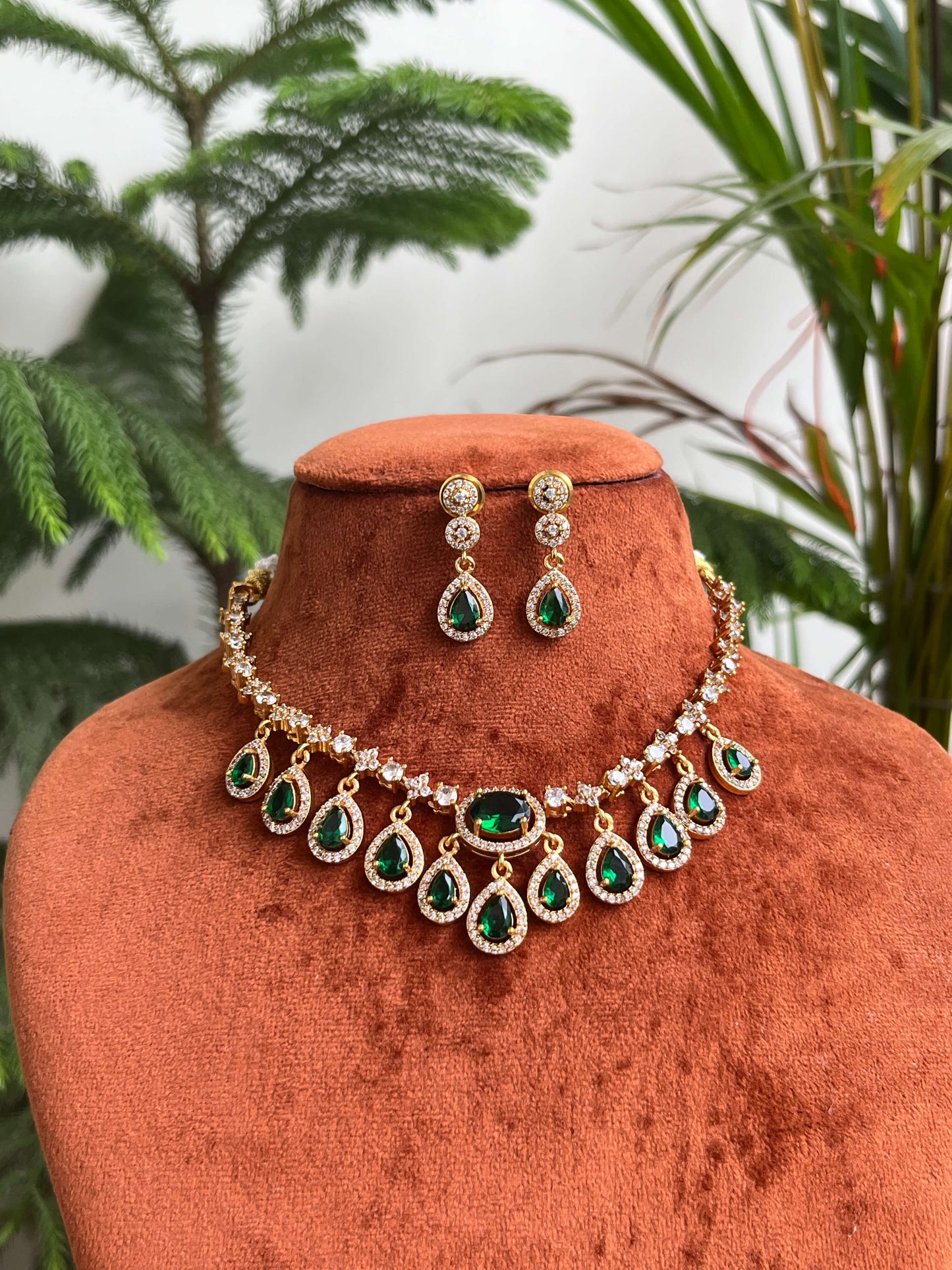 AD Drop Necklace Set with Earrings