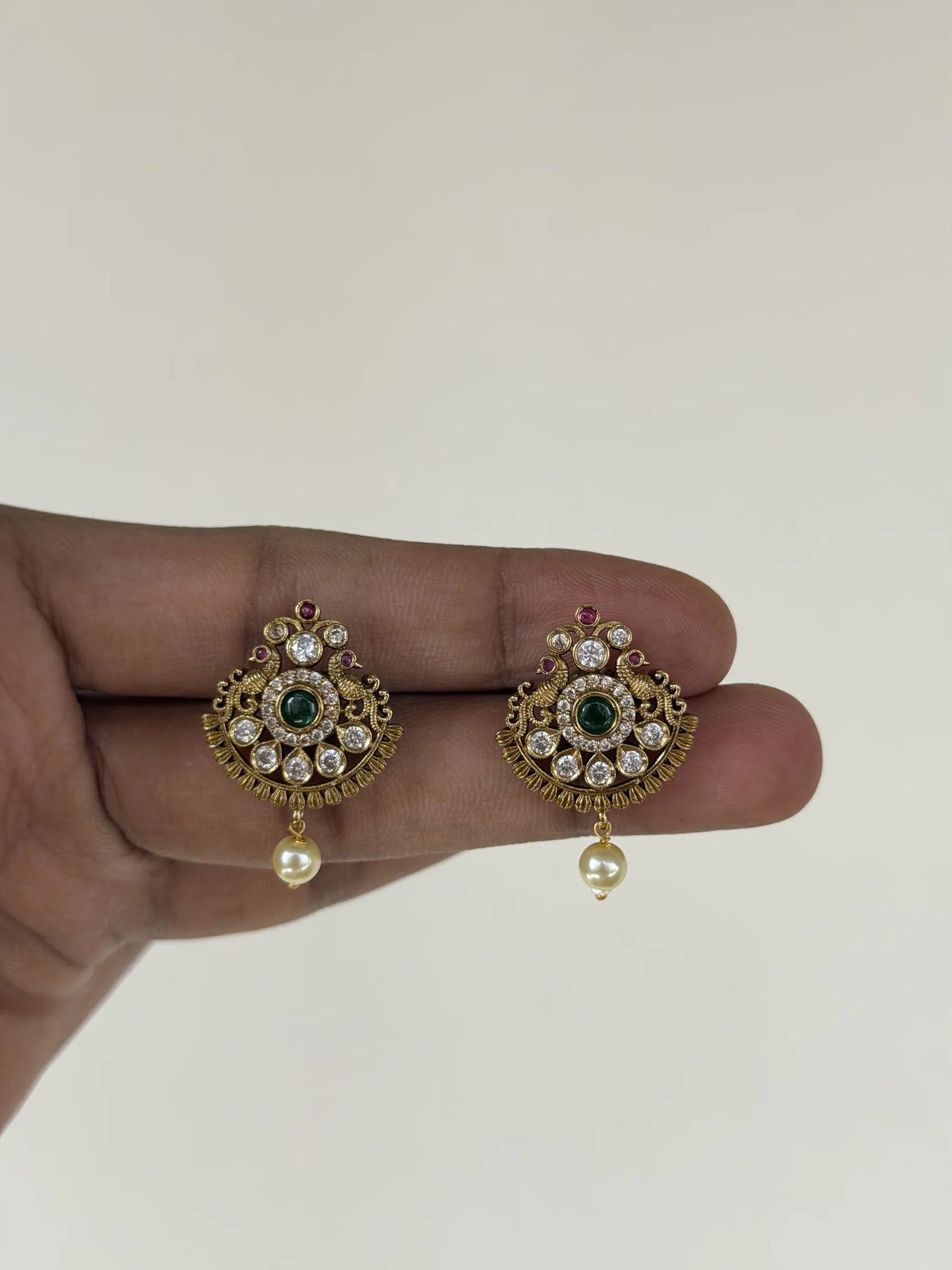 Pearl Kundan Stud Earrings