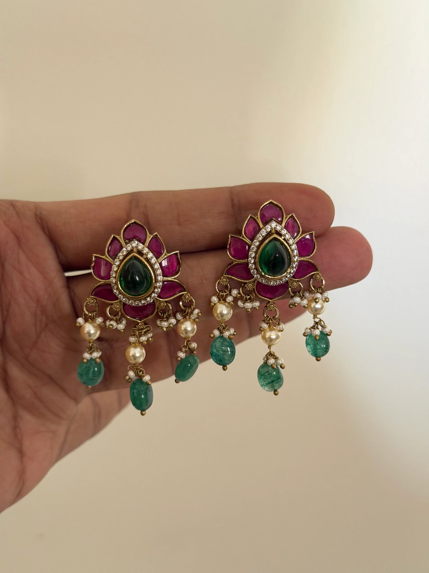 Jadau Kundan Lotus Stud Earrings