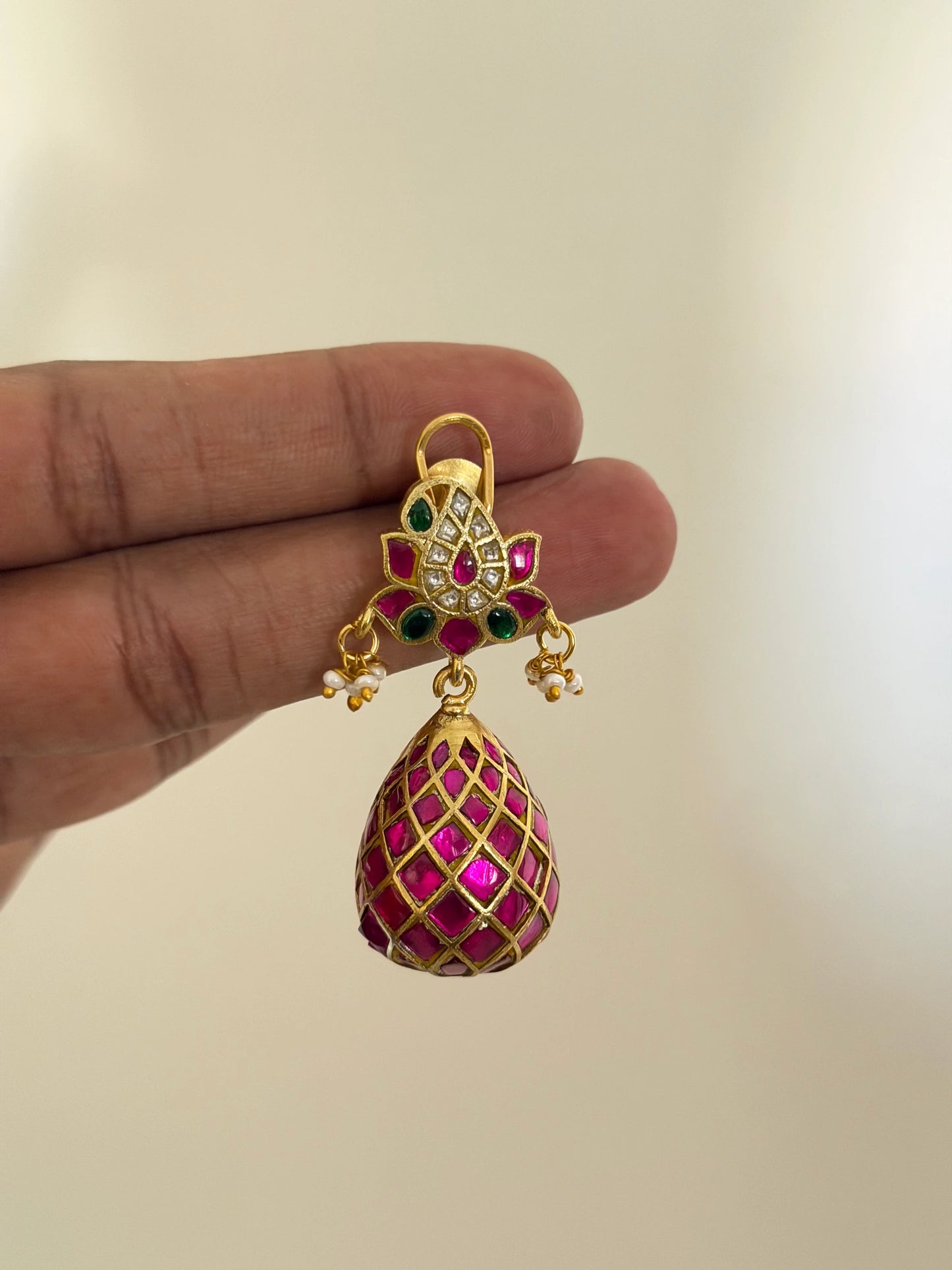 Statement Jadau Kundan Teardrop Jhumka Earrings