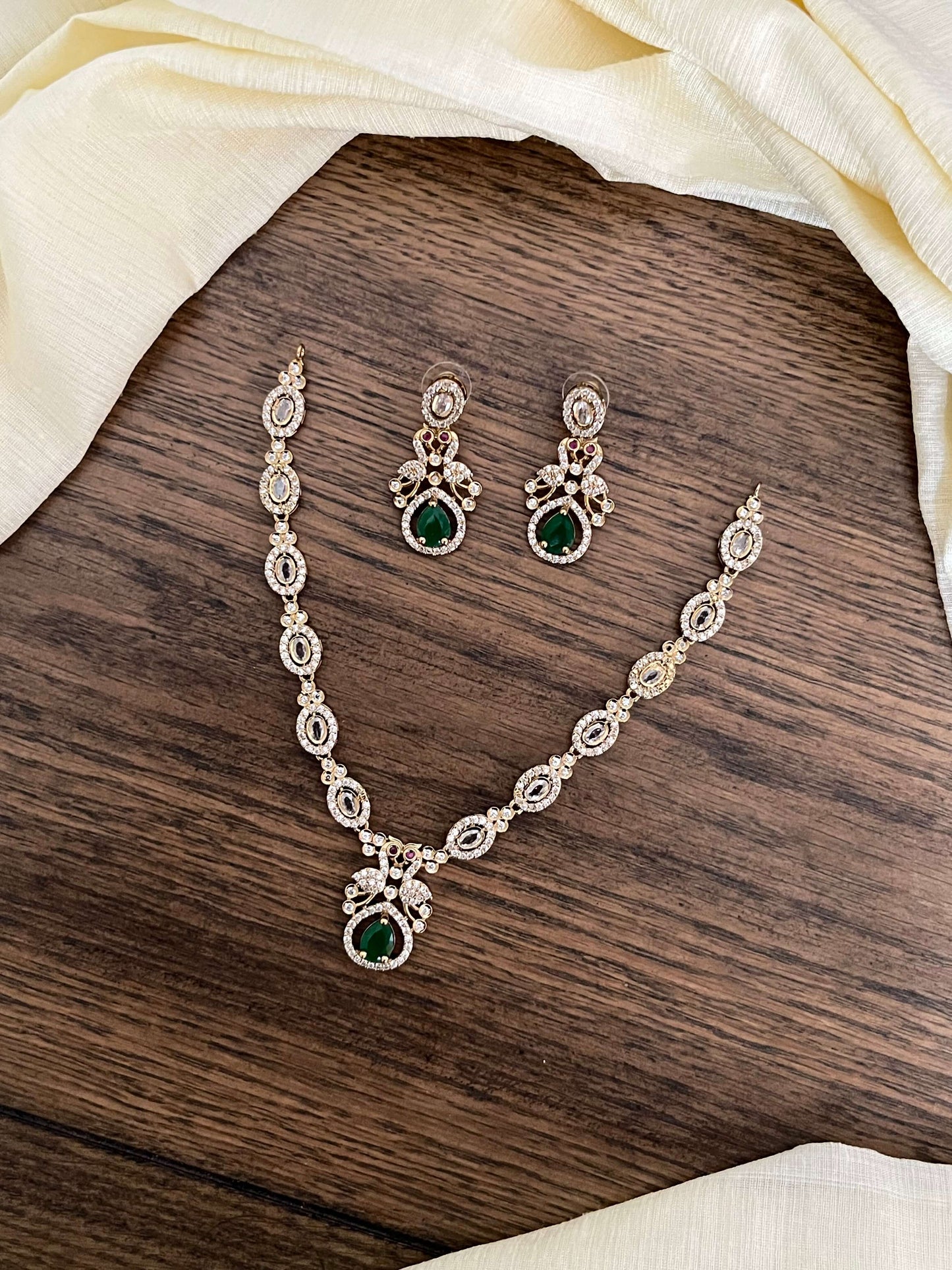 Victorian Necklace Set with Earrings – Available in Green, Ruby & Mint | MIJ Jewels