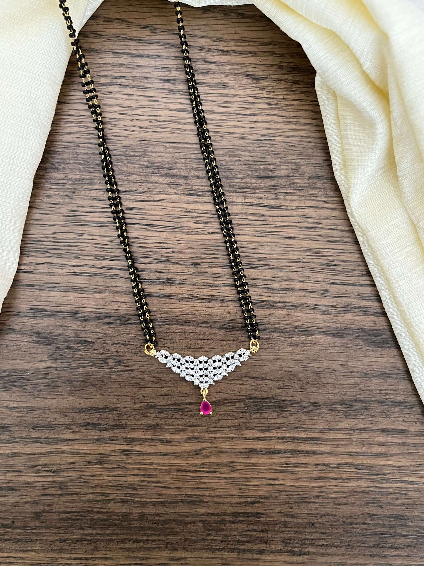Medium Length CZ Pendant Mangalsutra – 4 Variants (Green, Mint, Ruby & White)