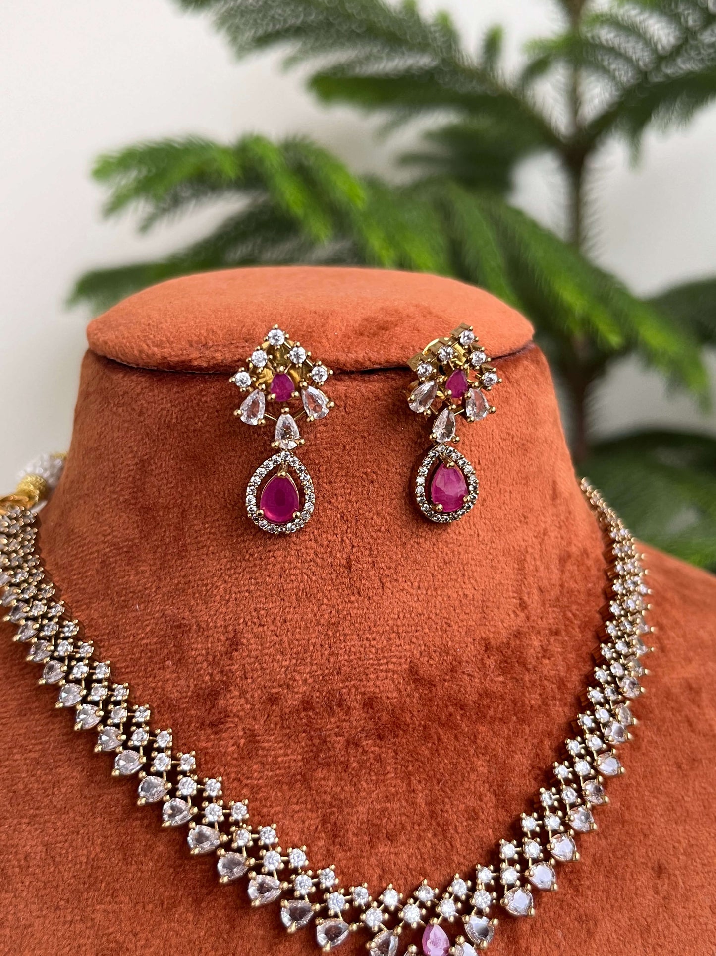 Victorian Style AD Necklace Set – Premium Finish